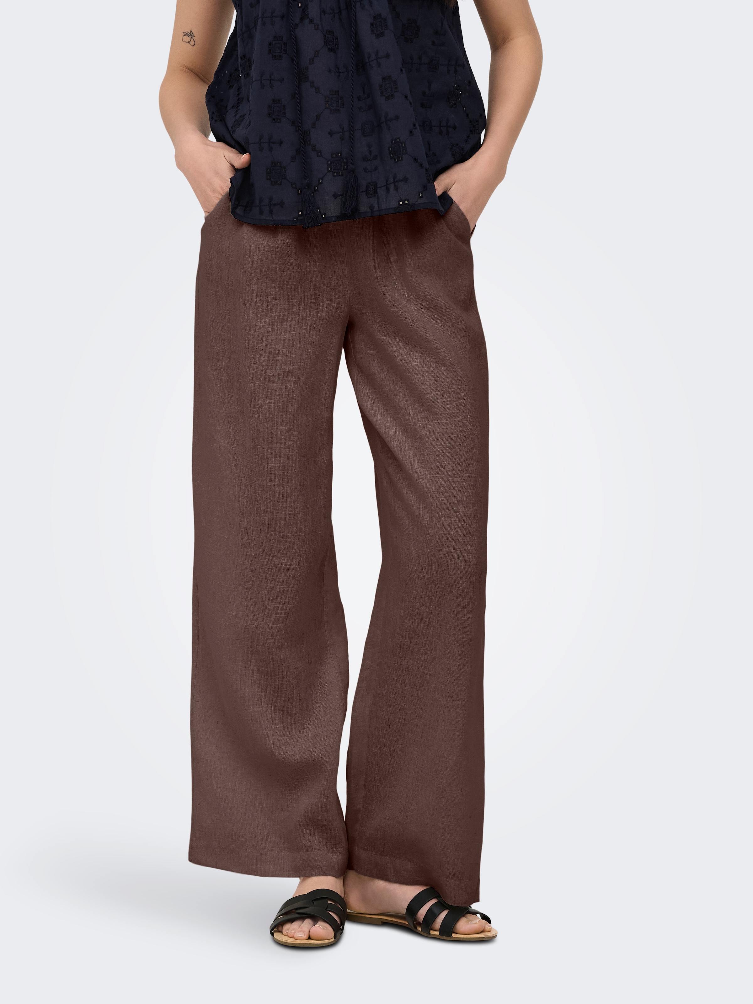 Image of ONLY Schlupfhose "ONLBRUXELLES MW LIN BL TIE PANT PNT NOOS" Sommerhose mit Leinen