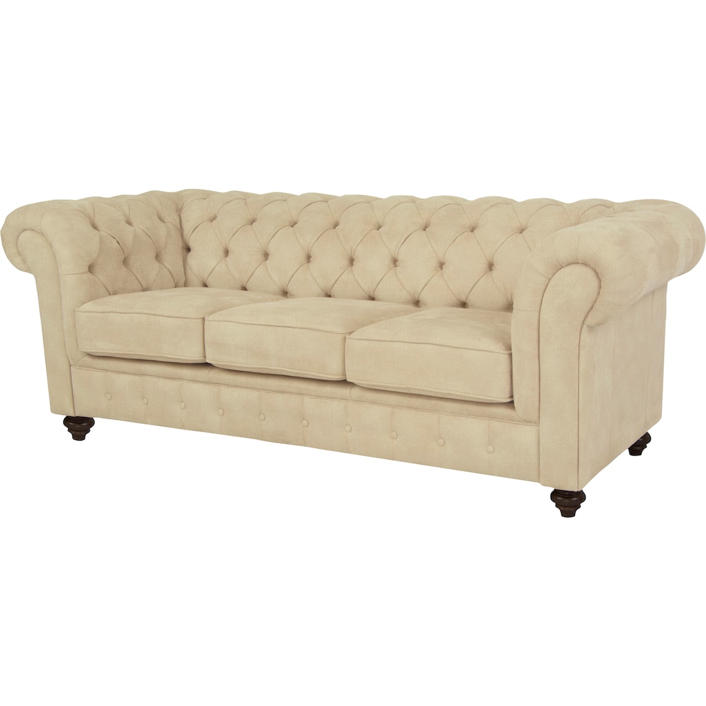 Home affaire Chesterfield-Sofa »Duc 3-Sitzer«, hochwertige Knopfheftung im Rücken, Samtoptik mit changierender Optik