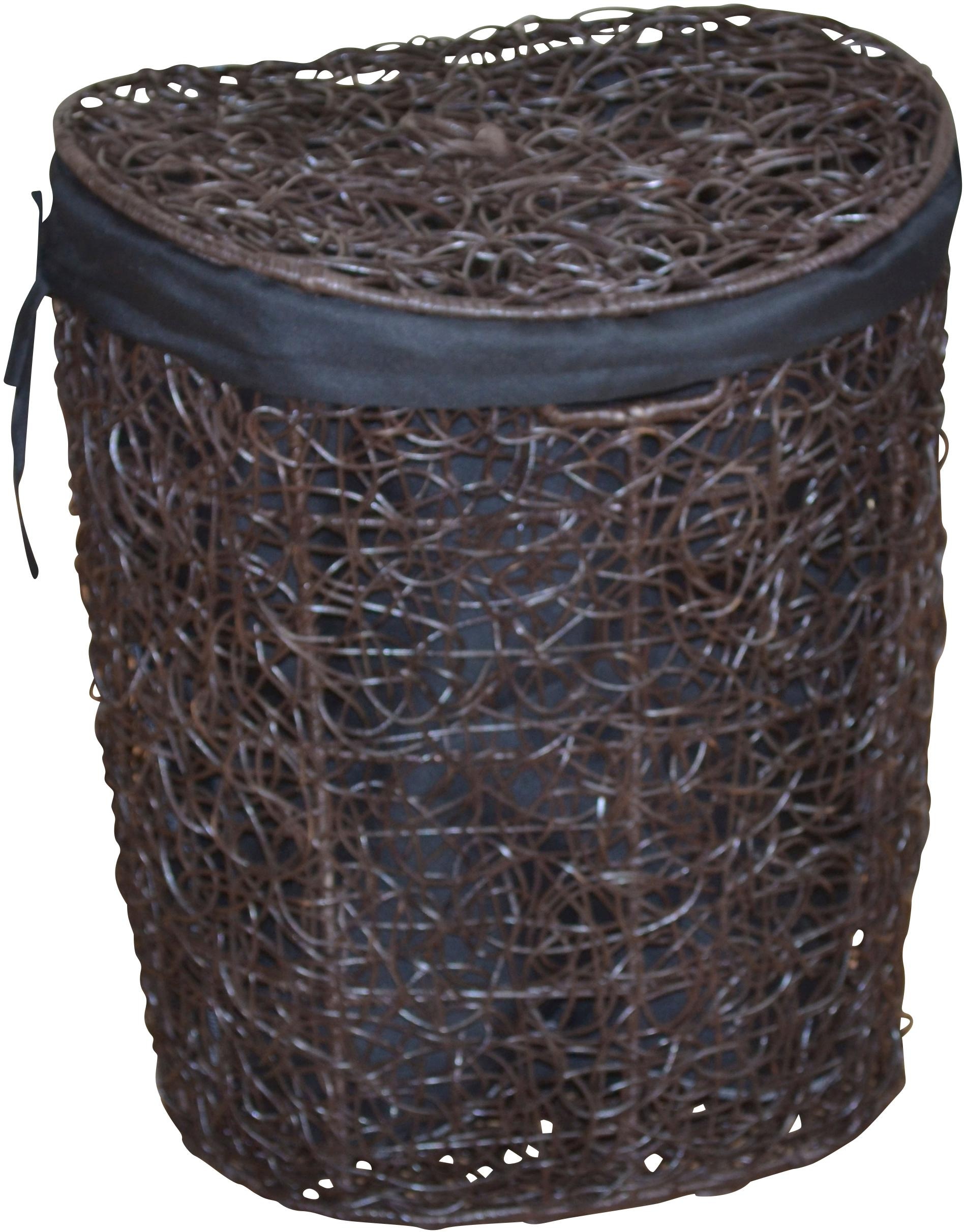 my home Wäschekorb, Rattan-Geflecht, mit Stoffeinsatz und Deckel, Höhe 62 cm
