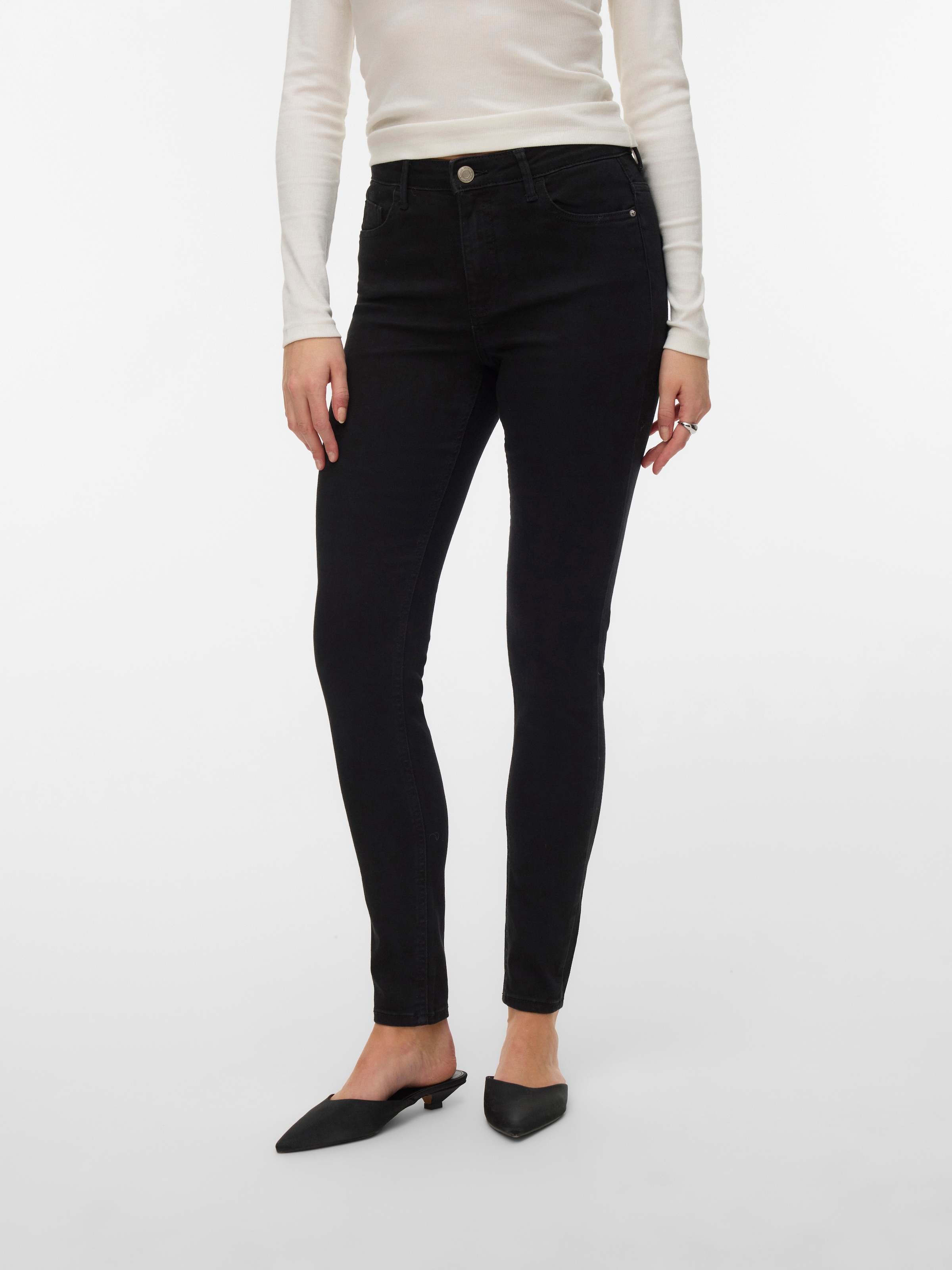 Image of Vero Moda Skinny-fit-Jeans "VMPOLLY MR SKINNY JEANS RA135 NOOS" Baumwollmischung, skinny fit