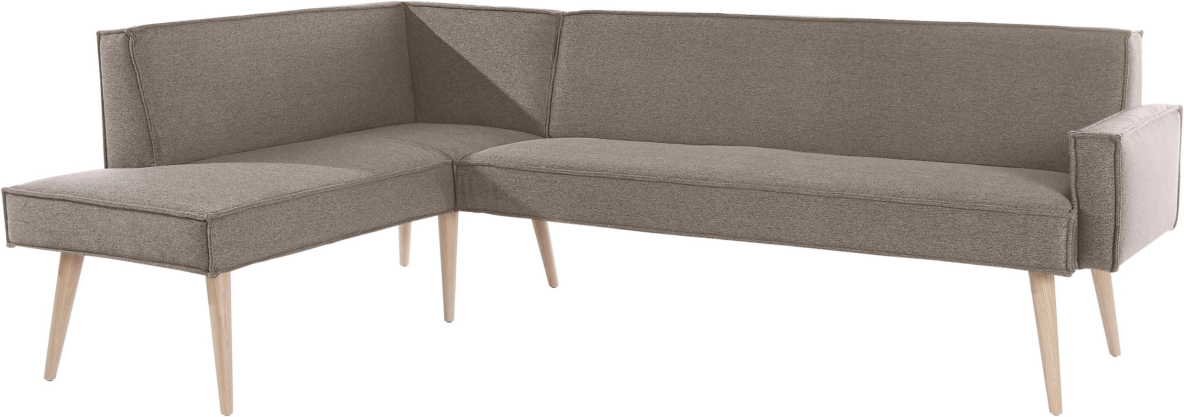 exxpo - sofa fashion Eckbank »Lungo, moderne Kedernaht, bequem und elegant, hoher Holzfuss«, hochwertige Detailverarbeitung, frei im Raum stellbar
