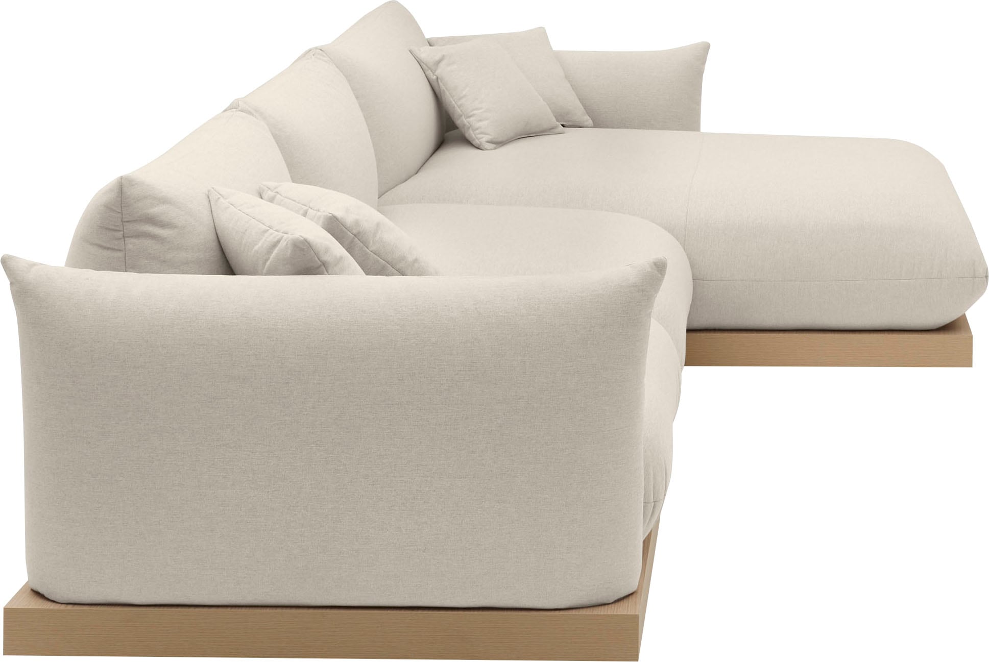 GOODproduct Ecksofa »Kalix, Polsterecke mit kräftigem Holz-Plateau, moderne Couch in L-Form« wahlweise Recamiere links o. rechts, Strukturstoff, hoher Sitzkomfort