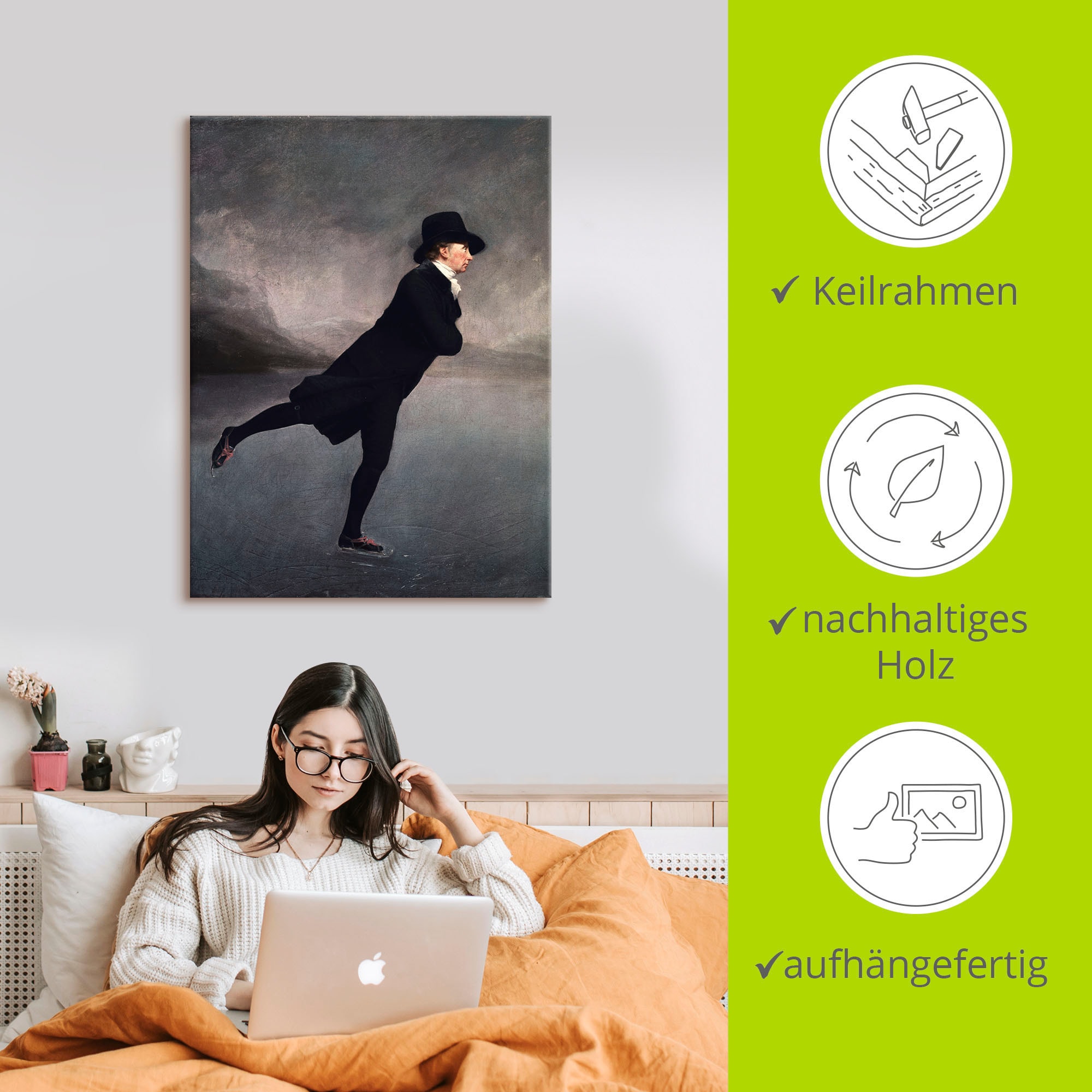 Artland Wandbild »Pfarrer Robert Walker beim Eislaufen« Mann 1 Stk. tlg. als Leinwandbild, Poster in verschied. Grössen