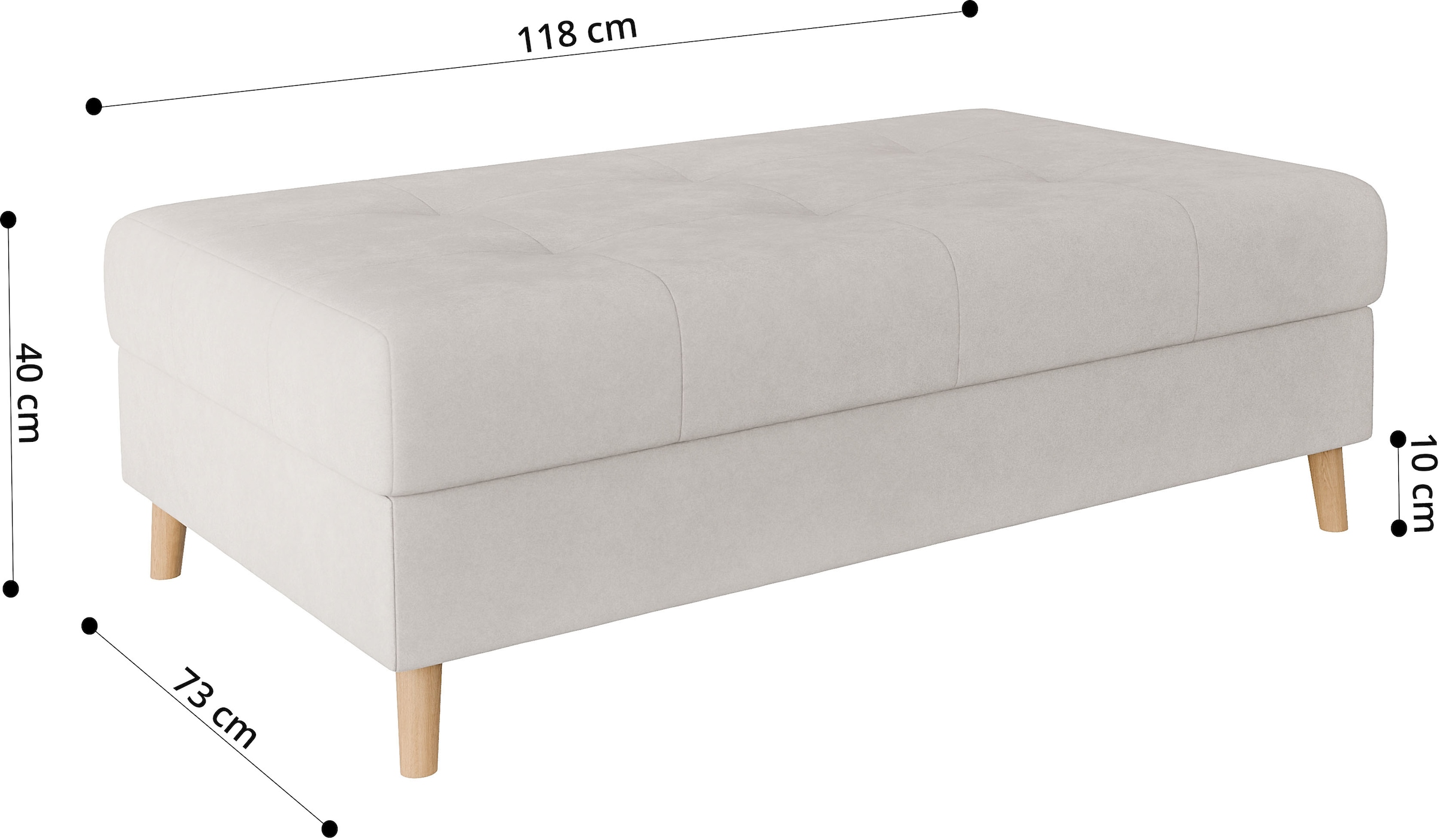 Home affaire Polsterhocker »CHARRE XXL, Steppung im Sitzbereich, Masse: B/T/H: 118/73/40 cm«, passend zur Serie CHARRE, auch in Cord und Bouclé