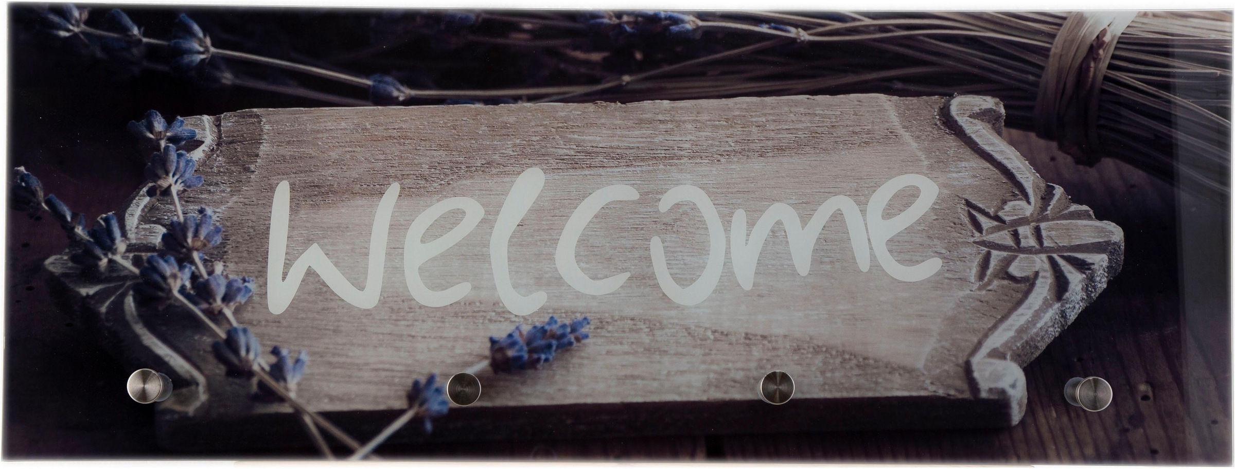 Image of Spiegelprofi GmbH Garderobenleiste »Welcome«, aus Glas mit 4 Haken bei Ackermann Versand Schweiz