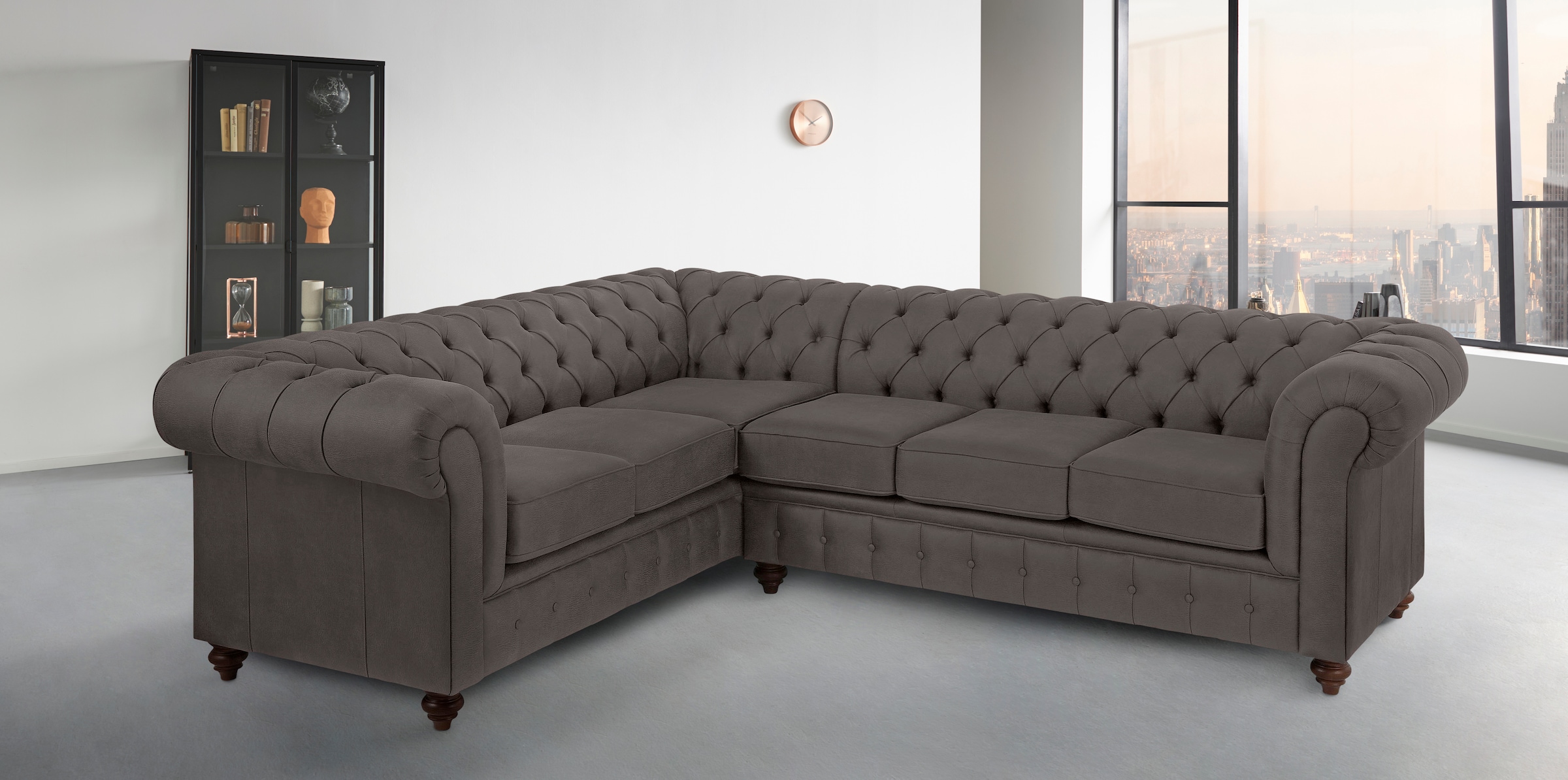 Home affaire Chesterfield-Sofa »Chesterfield Ecksofa, auch in Leder L-Form«, hochwertige Knopfheftung, langer Schenkel links oder rechts wählbar