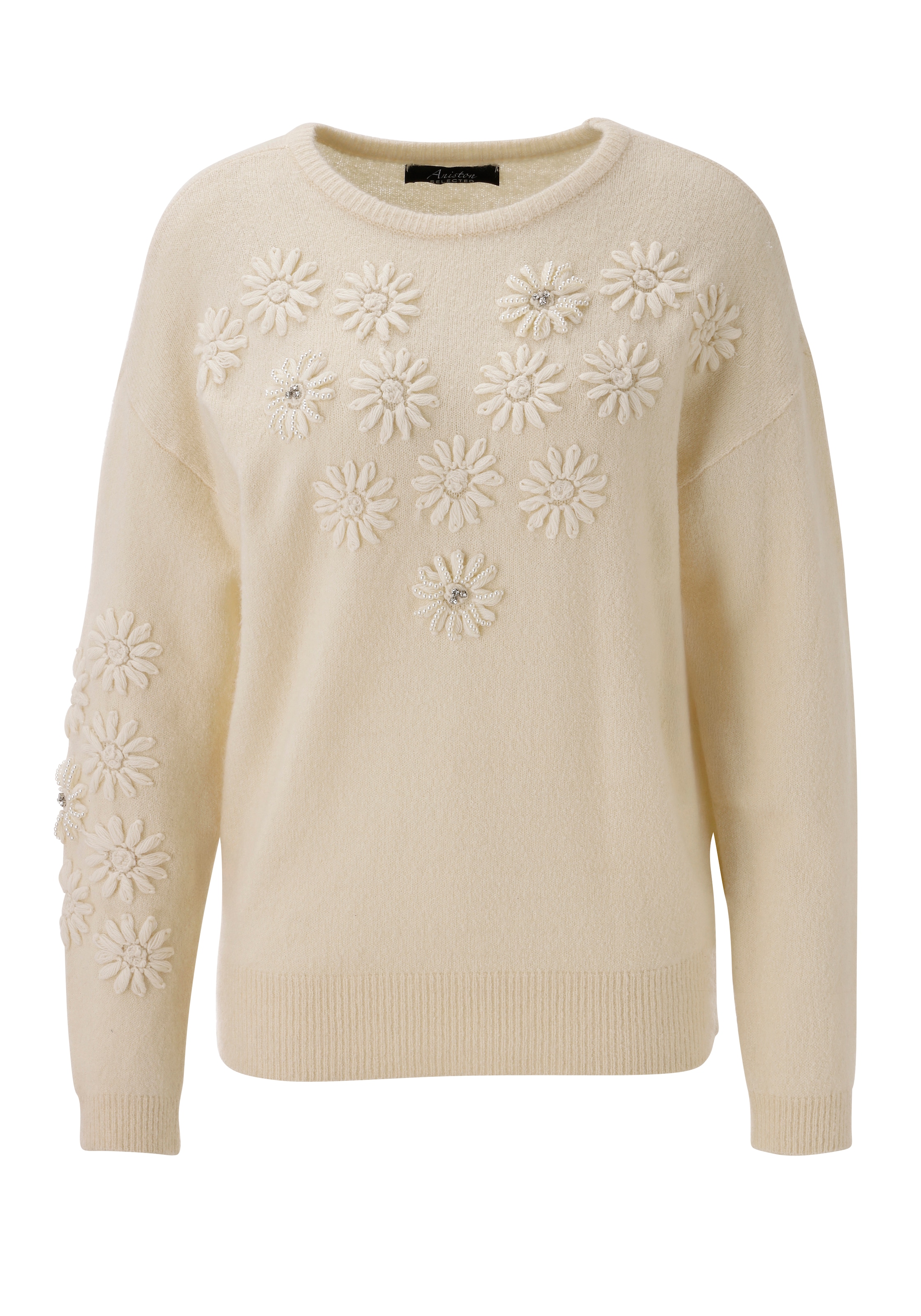 Aniston SELECTED Pull en tricot orné de strass et perles synthétiques - NOUVELLE COLLECTION