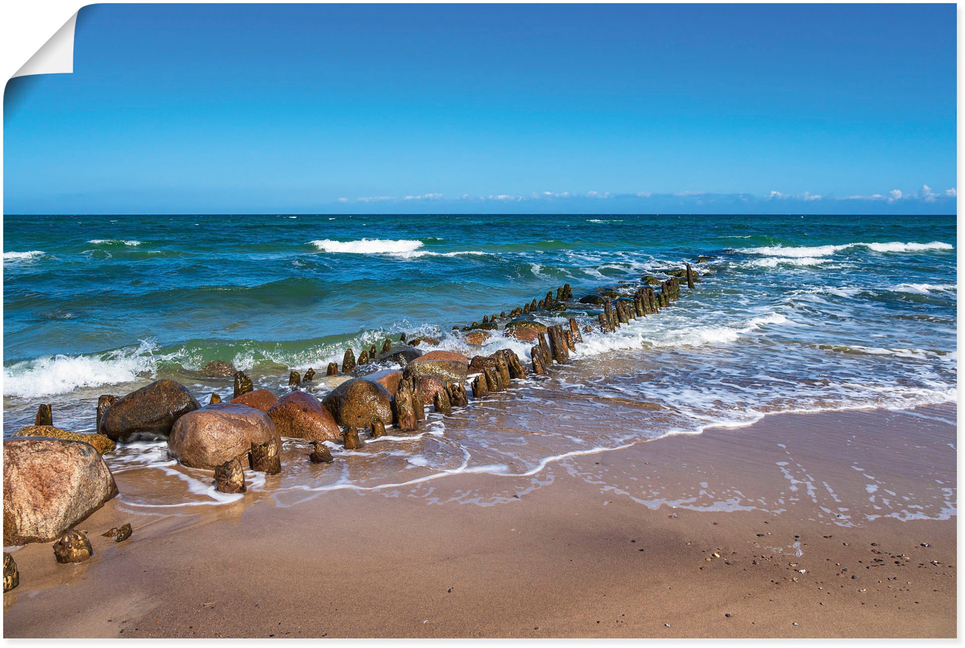 Image of Artland Wandbild »Buhnen an Ostseeküste Kühlungsborn II«, Küstenbilder, (1 St.), in vielen Grössen & Produktarten - Alubild / Outdoorbild für den Aussenbereich, Leinwandbild, Poster, Wandaufkleber / Wandtattoo auch für Badezimmer geeignet bei Ackermann Ve