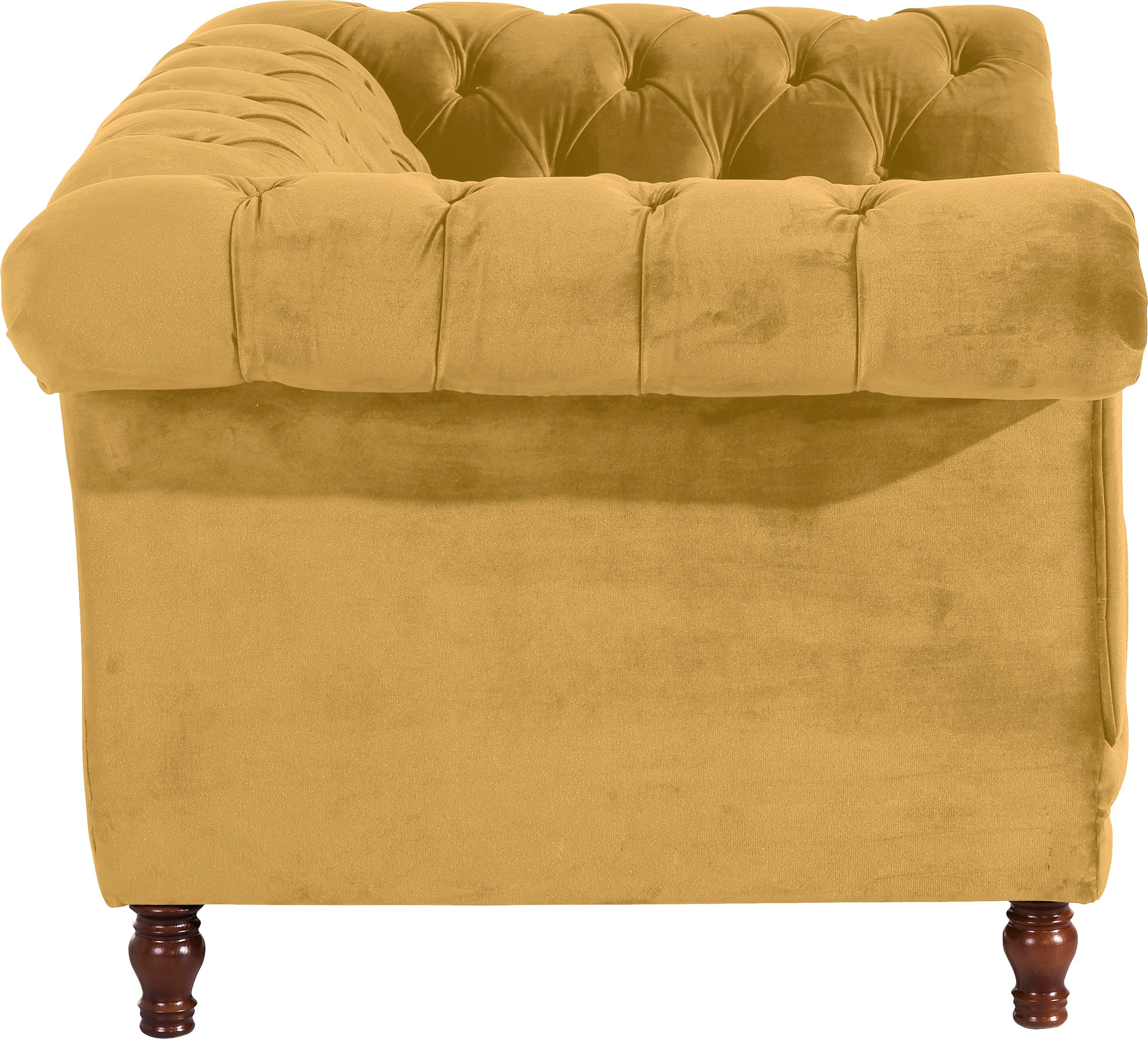 Max Winzer® Loveseat »Isabelle, Loungesessel«, Knopfheftung & gedrechselten Füssen in Buche Nussbaum, Breite 167 cm