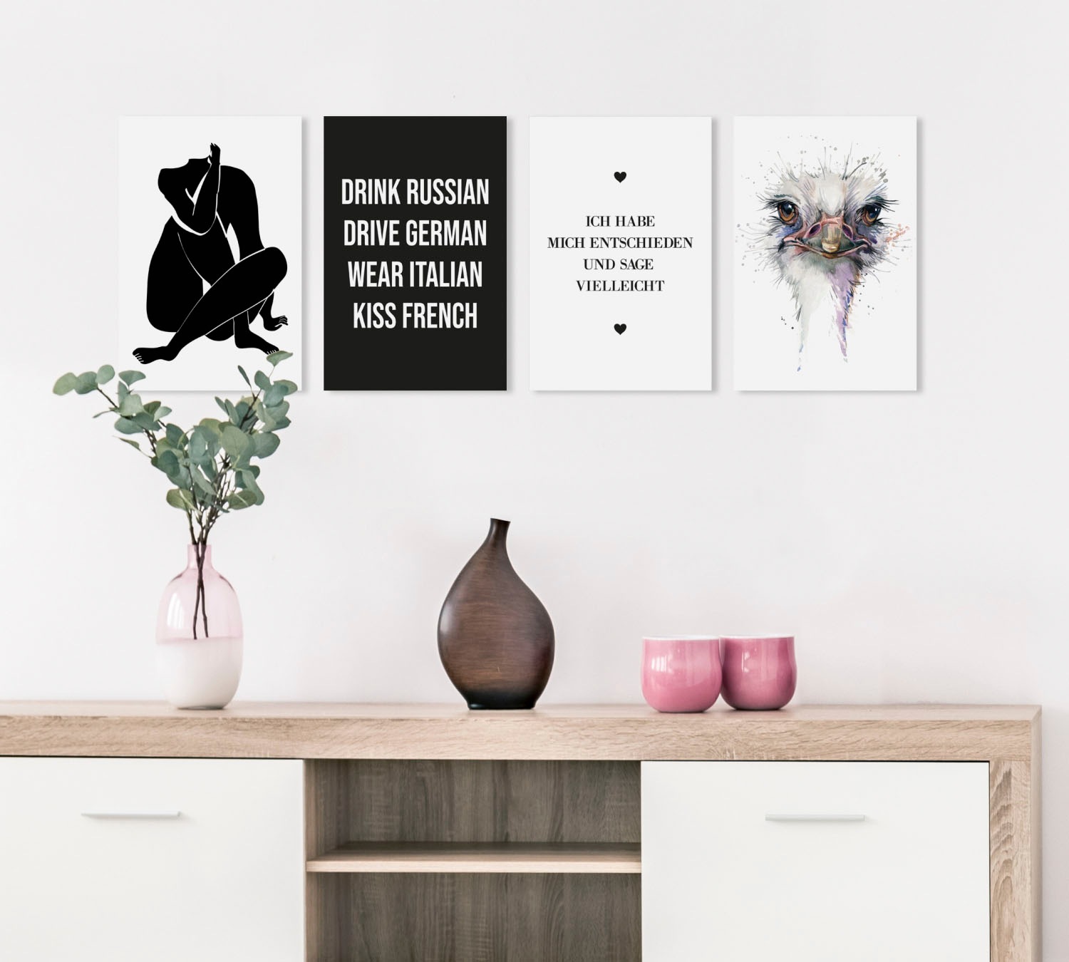 queence Tableau en verre acrylique »Spruch« Citations | Citations et textes | Cœur | Cœurs | Images de cœurs | Noir et blanc impression Fine Art de qualité galerie