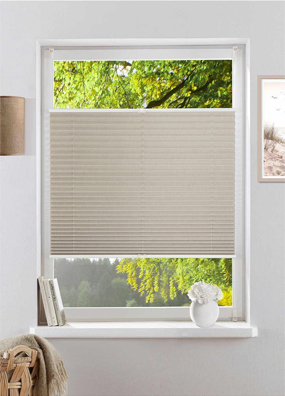 Image of GOODproduct Plissee "Willa" verdunkelnd ohne Bohren verspannt NEUHEIT in Leinenoptik