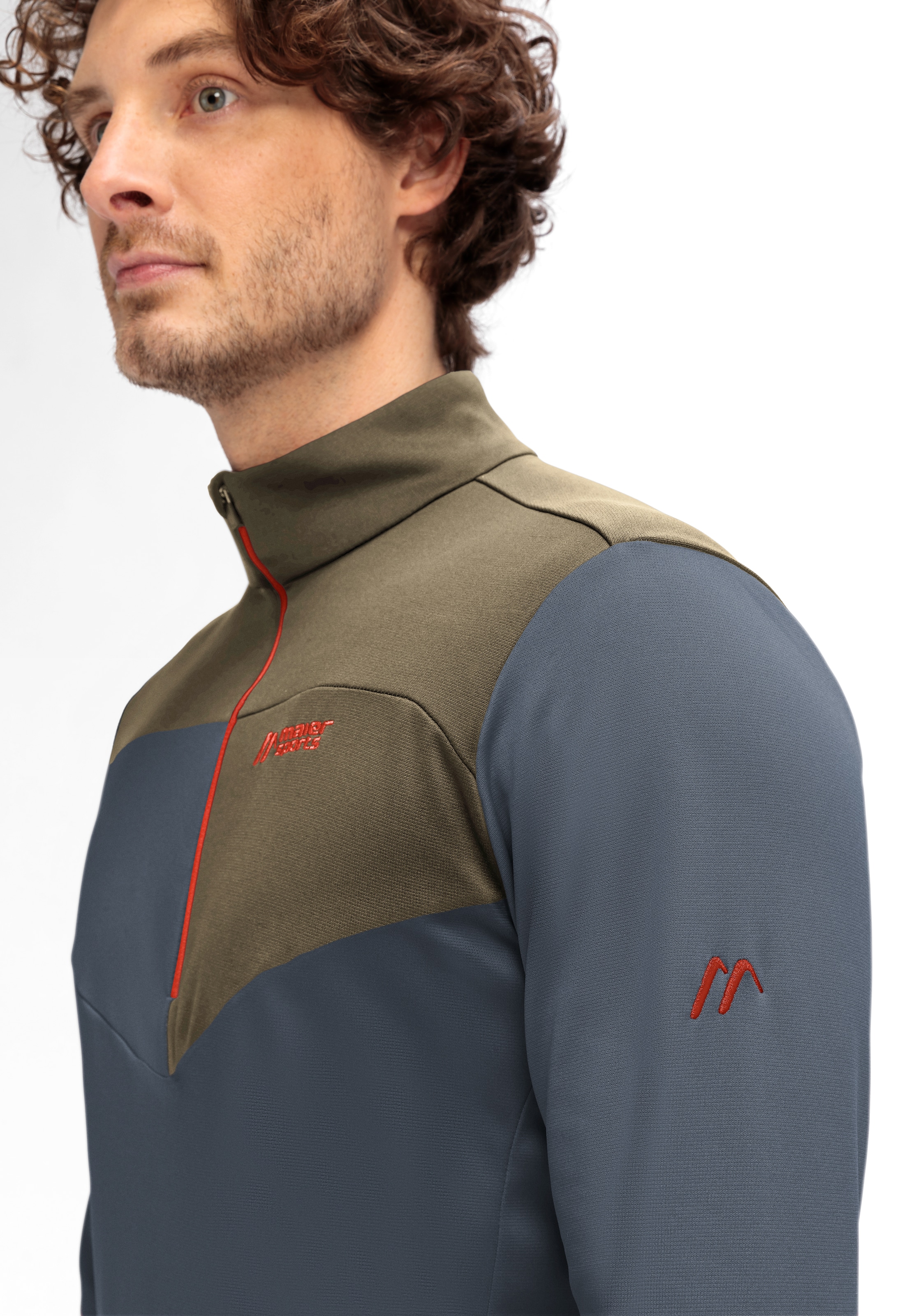 Maier Sports Pull à col roulé »Felian« Herren Midlayer, pflegeleichtes Half-Zip Fleece, Regular Fit