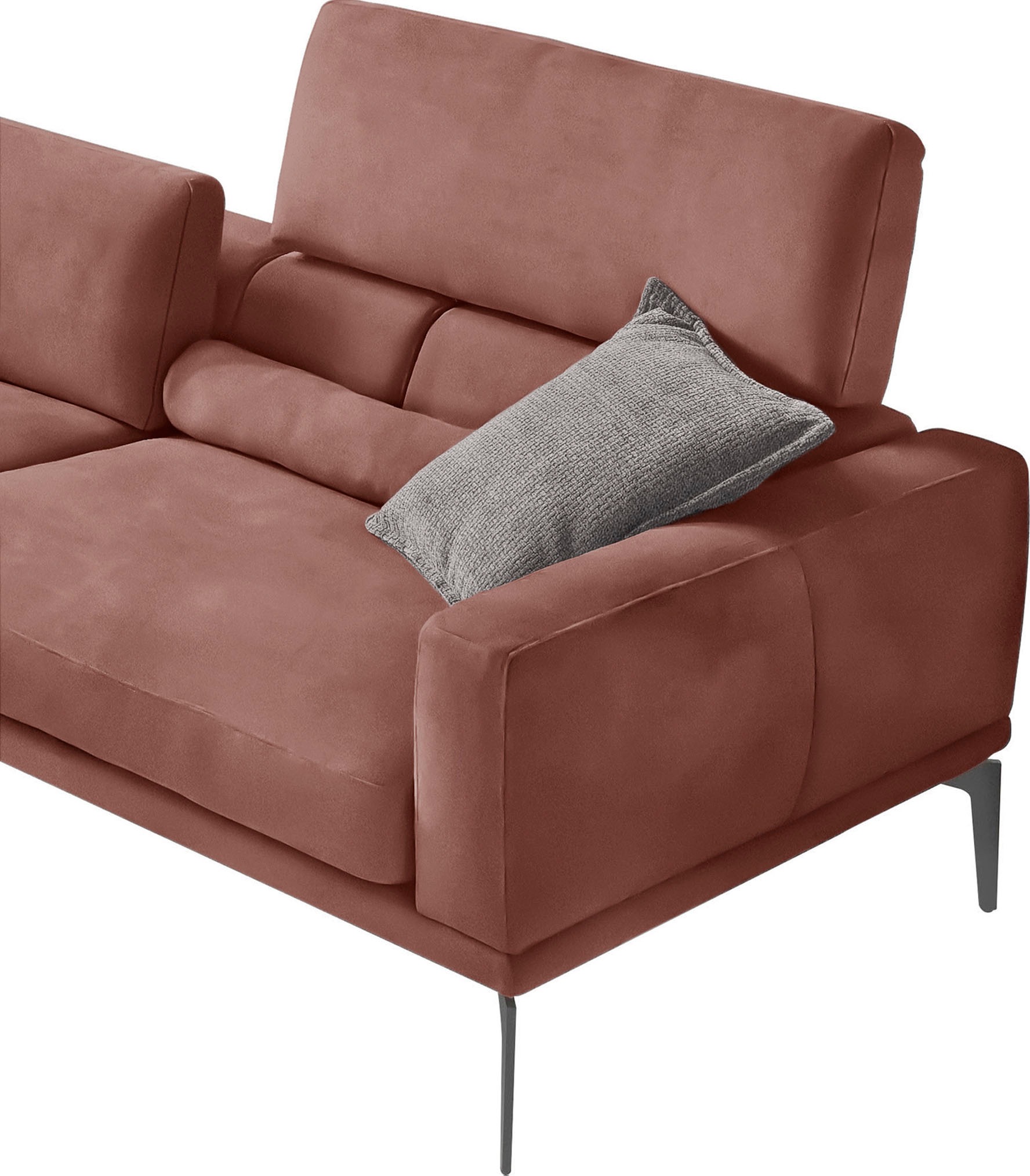 Egoitaliano Ecksofa »Masu, Design trifft sensationellen Sitzkomfort«, inkl. 2 Kissenrollen, Rückenelemente manuell verstellbar, Metallfüsse