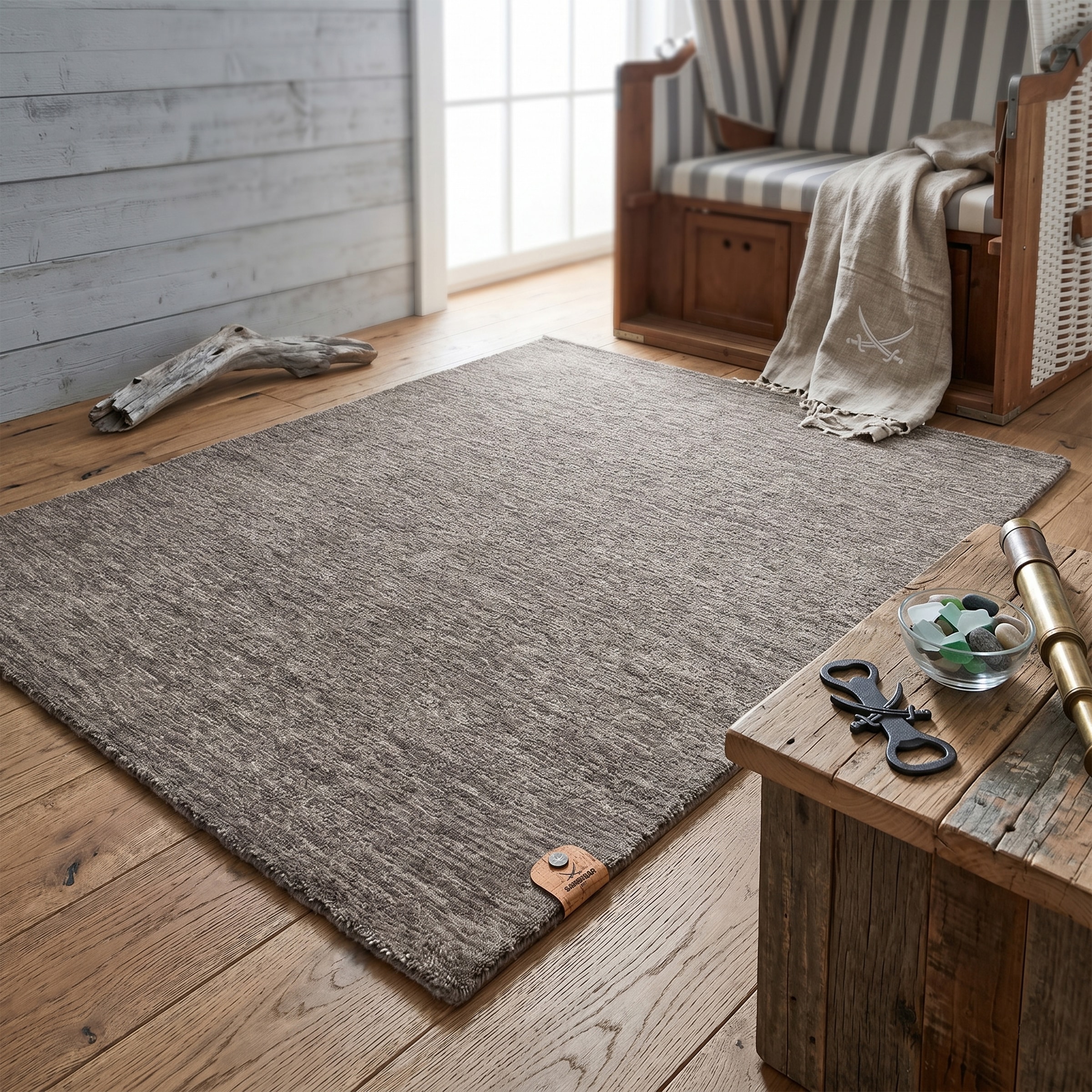 Sansibar Tapis en laine »List« Rectangulaire 13 mm Höhe Velours ras, tapis tissé à la main, chiné, pure laine, tissé main