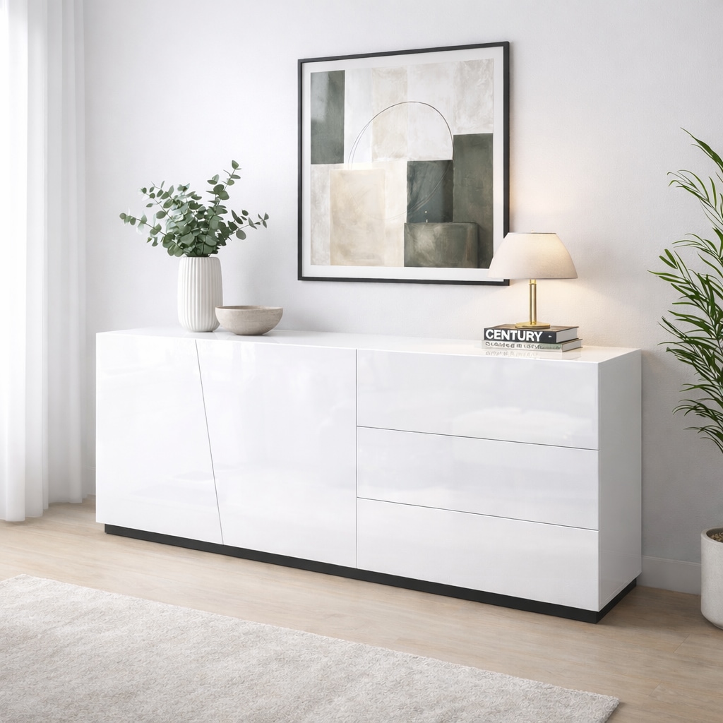 GOODproduct Kommode »San Remo, Kombikommode, Sideboard, mit viel Stauraum, Hochglanz« Moderne Kommode, UV-lackiert, grifflos, push-to-open-Funktion, B=180cm
