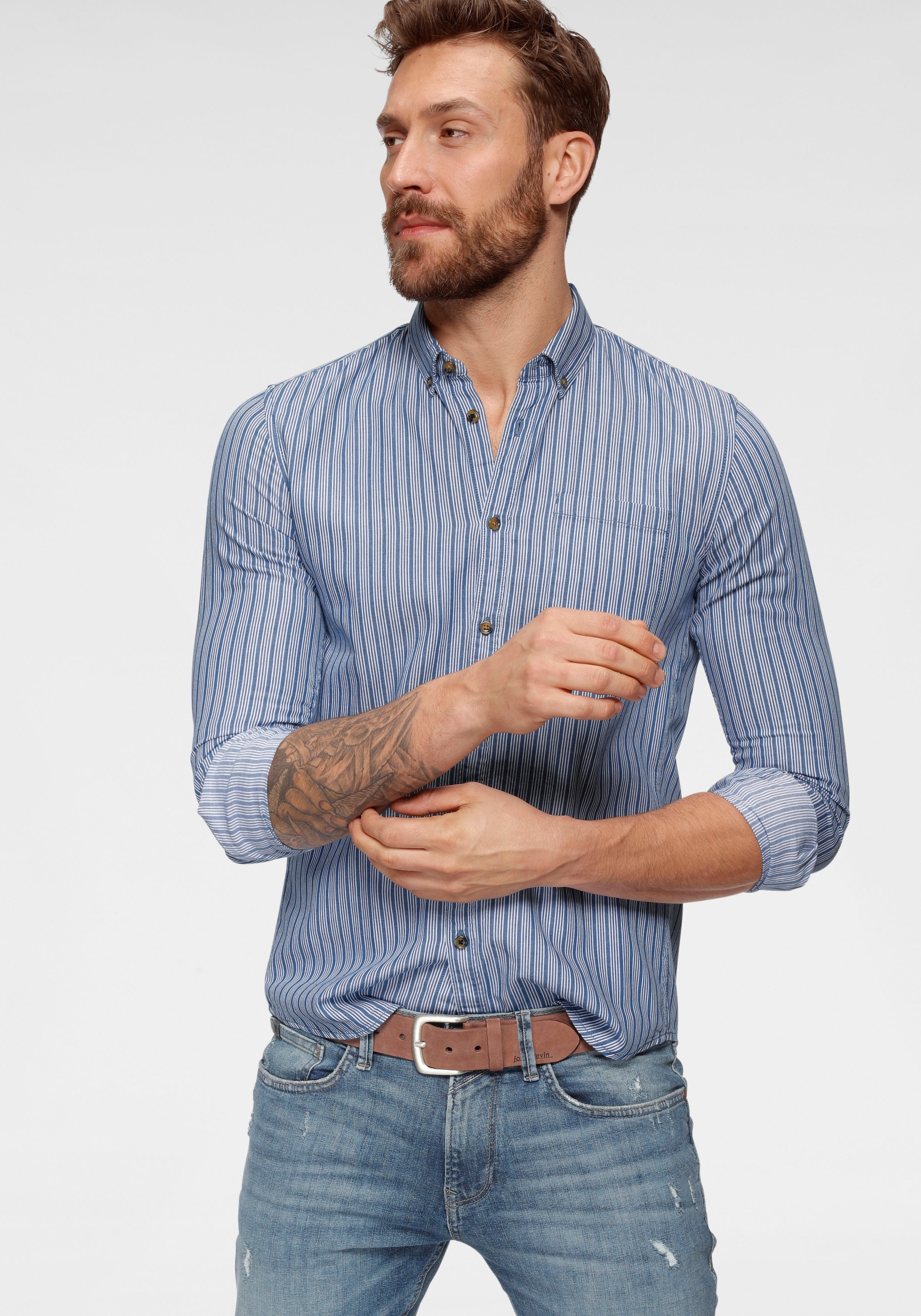 Image of TOM TAILOR Denim Langarmhemd, gestreift bei Ackermann Versand Schweiz