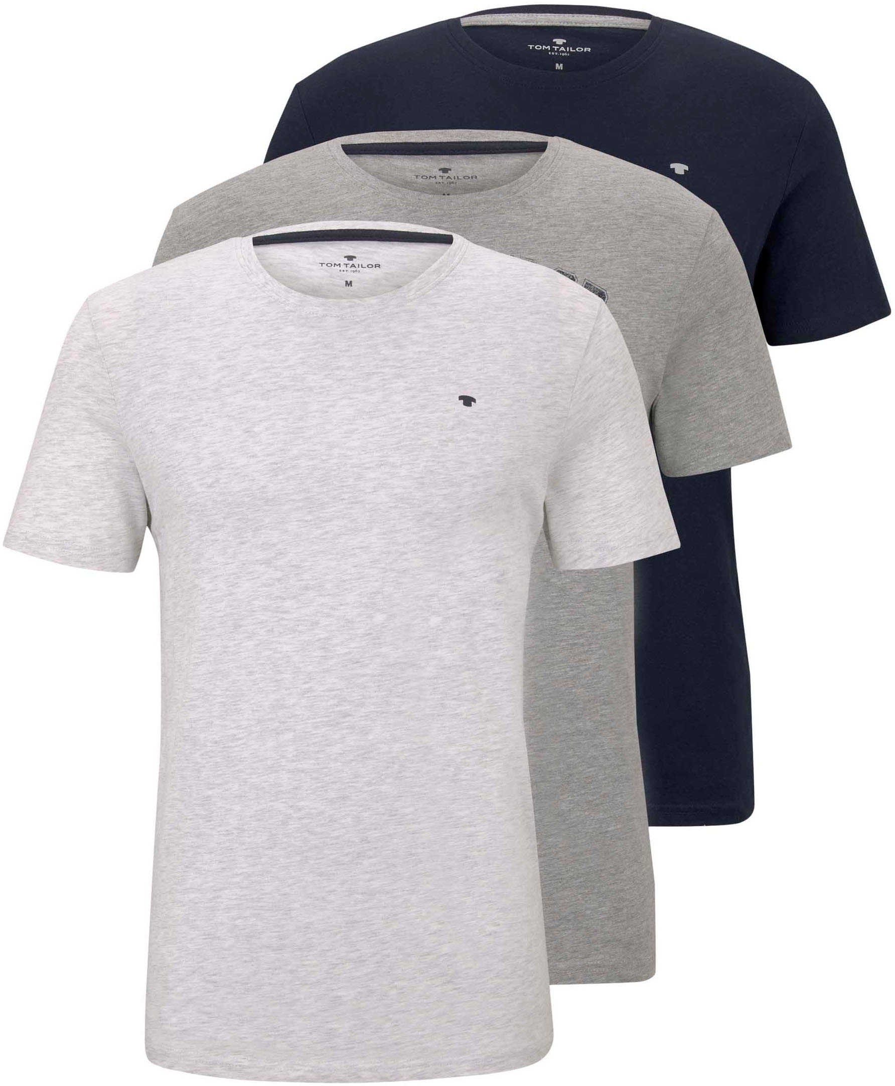 Image of TOM TAILOR T-Shirt, (Packung, 3er-Pack), mit Logo-Stickerei auf der Brust bei Ackermann Versand Schweiz