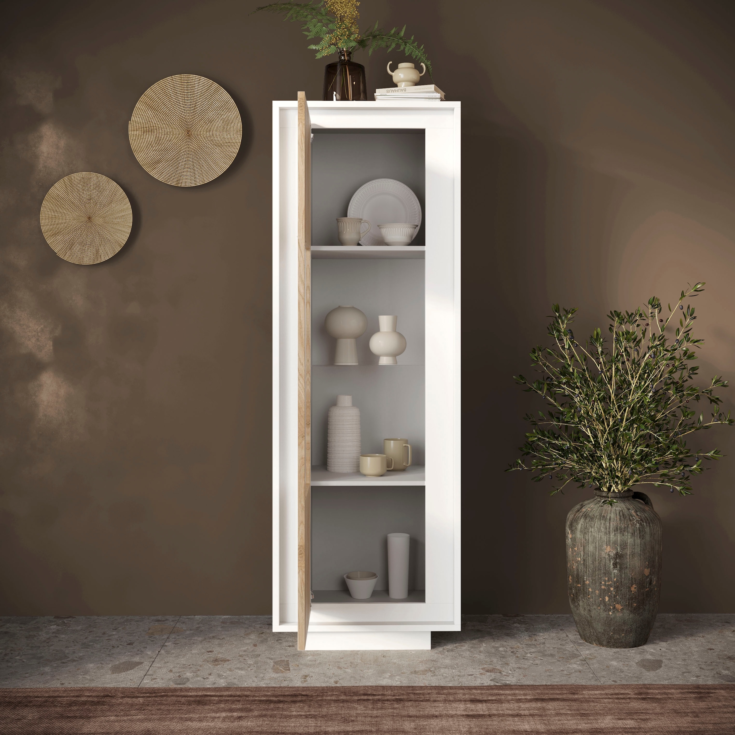 Home affaire Vitrine »Sky, B/H 67/197 cm, Vitrinenschrank/Standvitrine/Glasvitrine, 1 Tür« Softclosing, Korpus & Front 22 mm stark, Rahmen-Optik