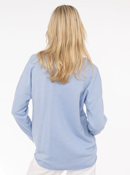 Zwillingsherz Sweatshirt »"Positive Mind"«, ausgefranster V-Ausschnitt, Used Look, Langarm, Schriftzug