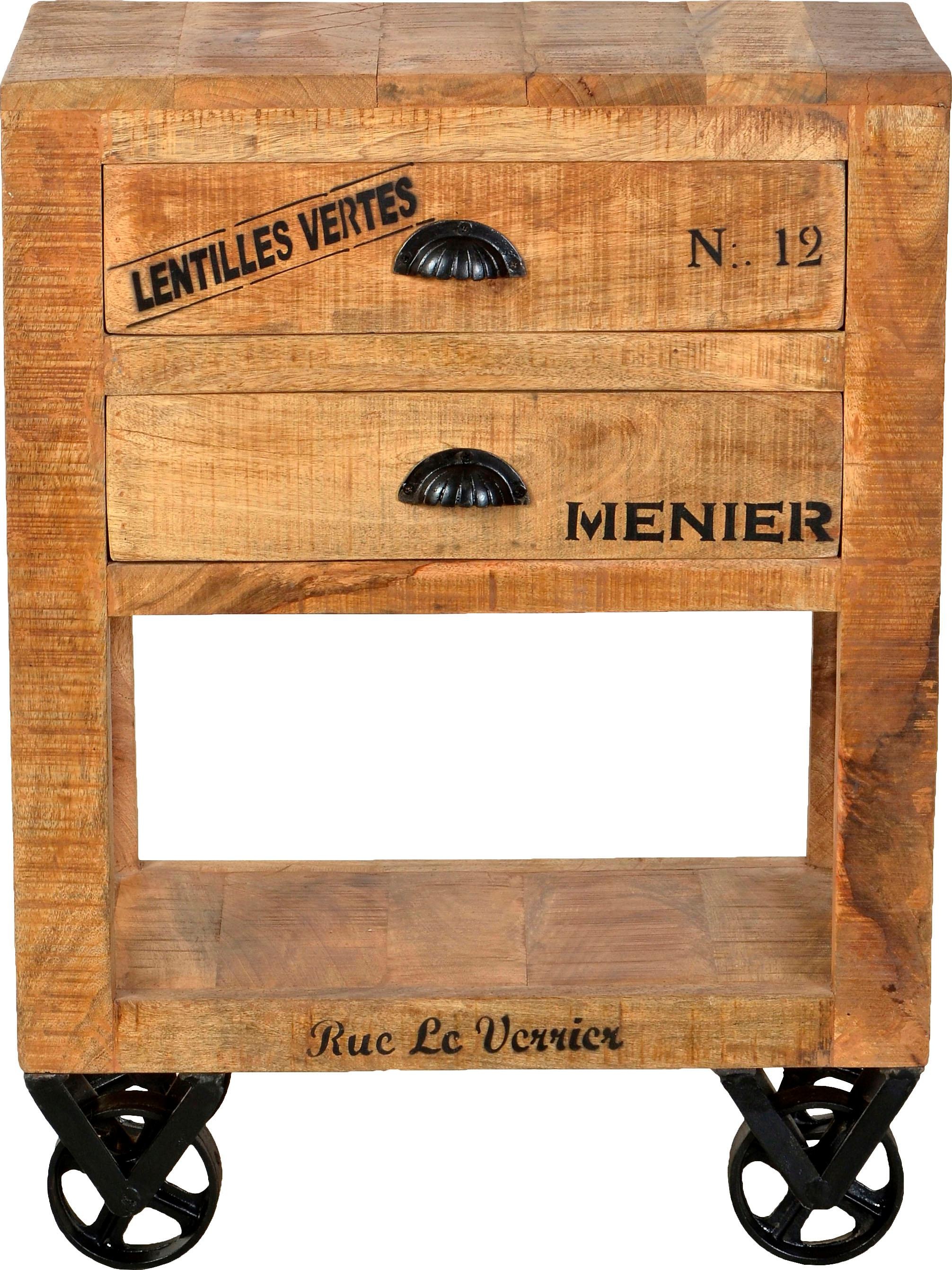 SIT Küchenwagen "Montepulciano aus Mangoholz mit Rollen & Stauraum" Flexibel beweglich dank 4 Metallrollen und offenem Fach