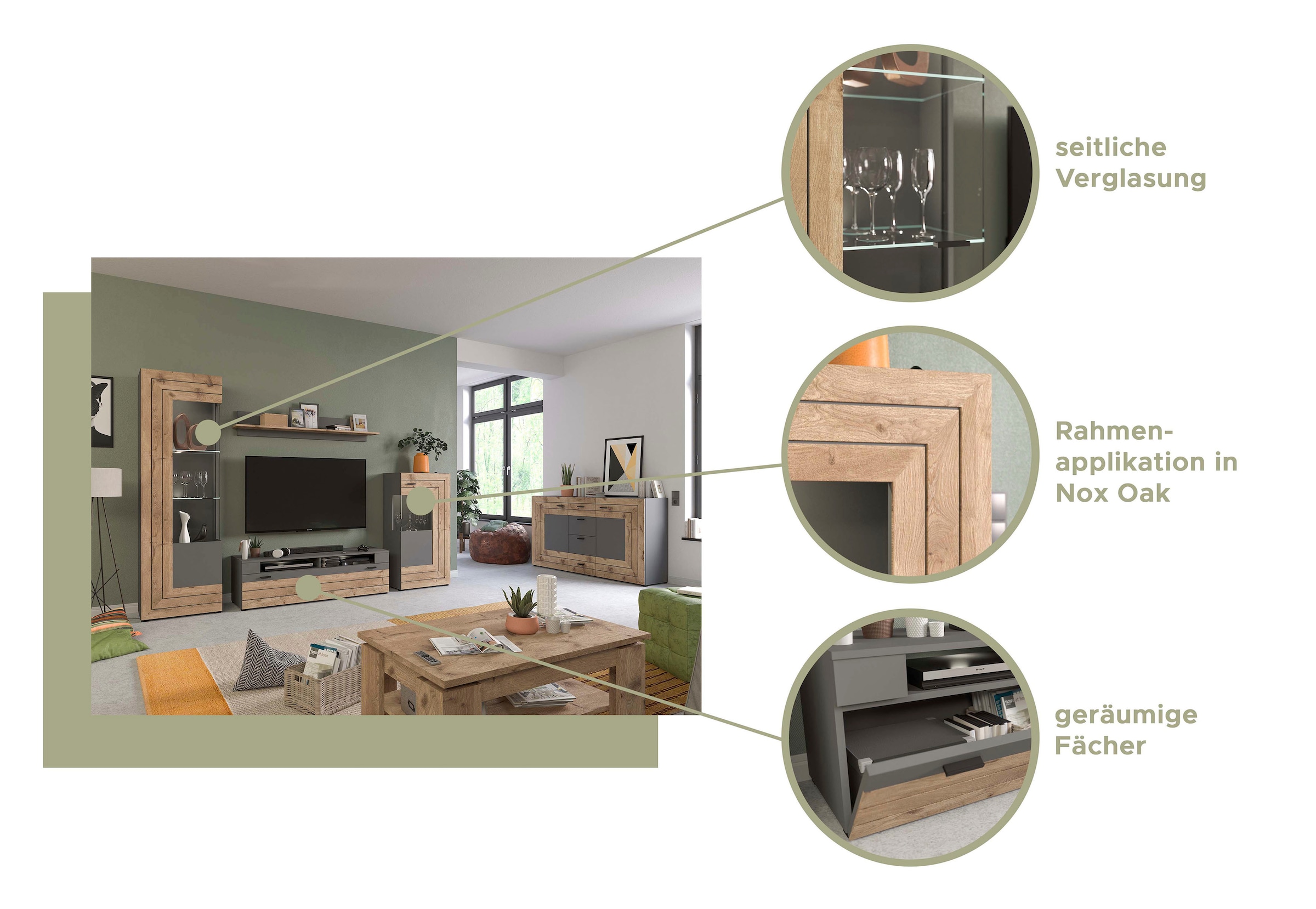 INOSIGN Sideboard »Aalborg, Breite 160 cm, 4 Schubkästen, 2 Türen, 6 Fächer, Metallgriffe« Anrichte, Schrank, Kommode, Wohnmöbel