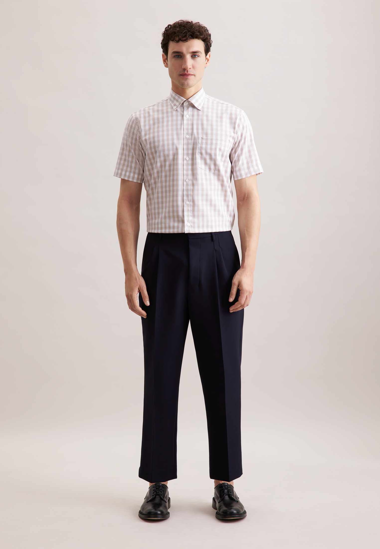 seidensticker Businesshemd »Comfort« Comfort 1/2 Button-Down-Kragen Karo