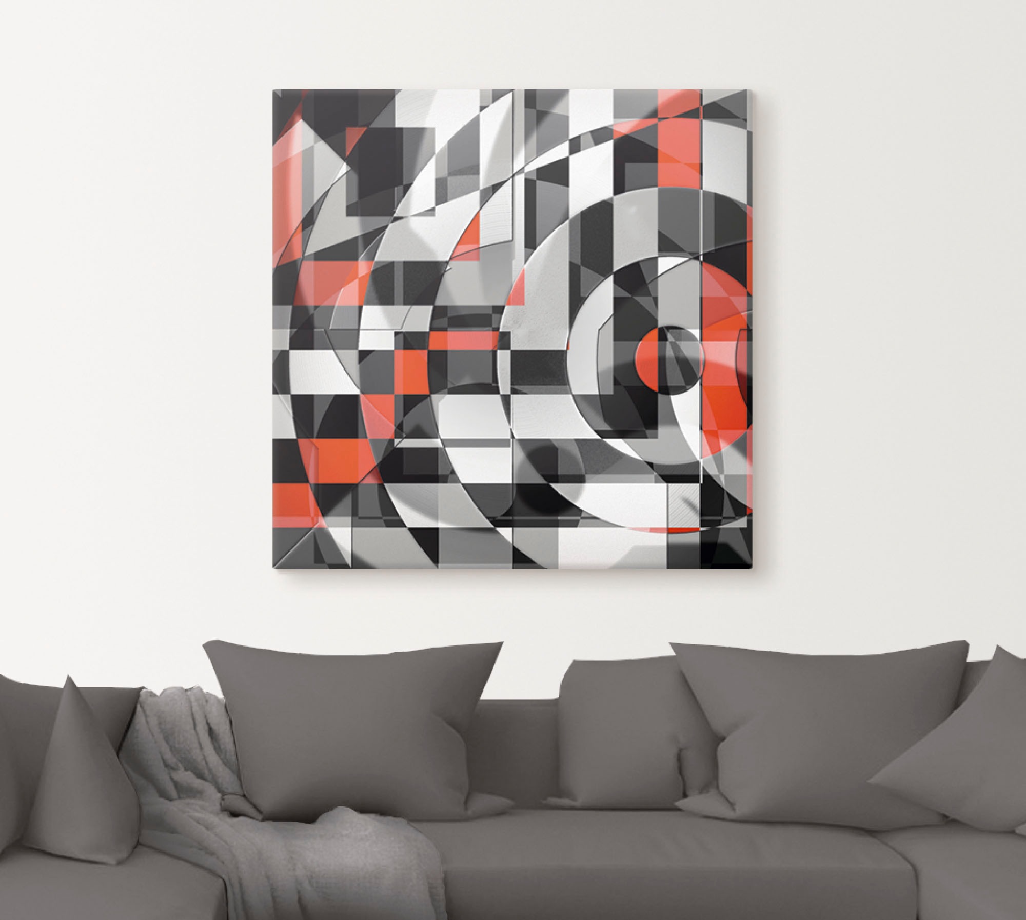 Artland Wandbild »Schwarz weiss trifft rot Version 1«, Muster, (1 St.), als Alubild, Outdoorbild, Leinwandbild in verschied. Grössen