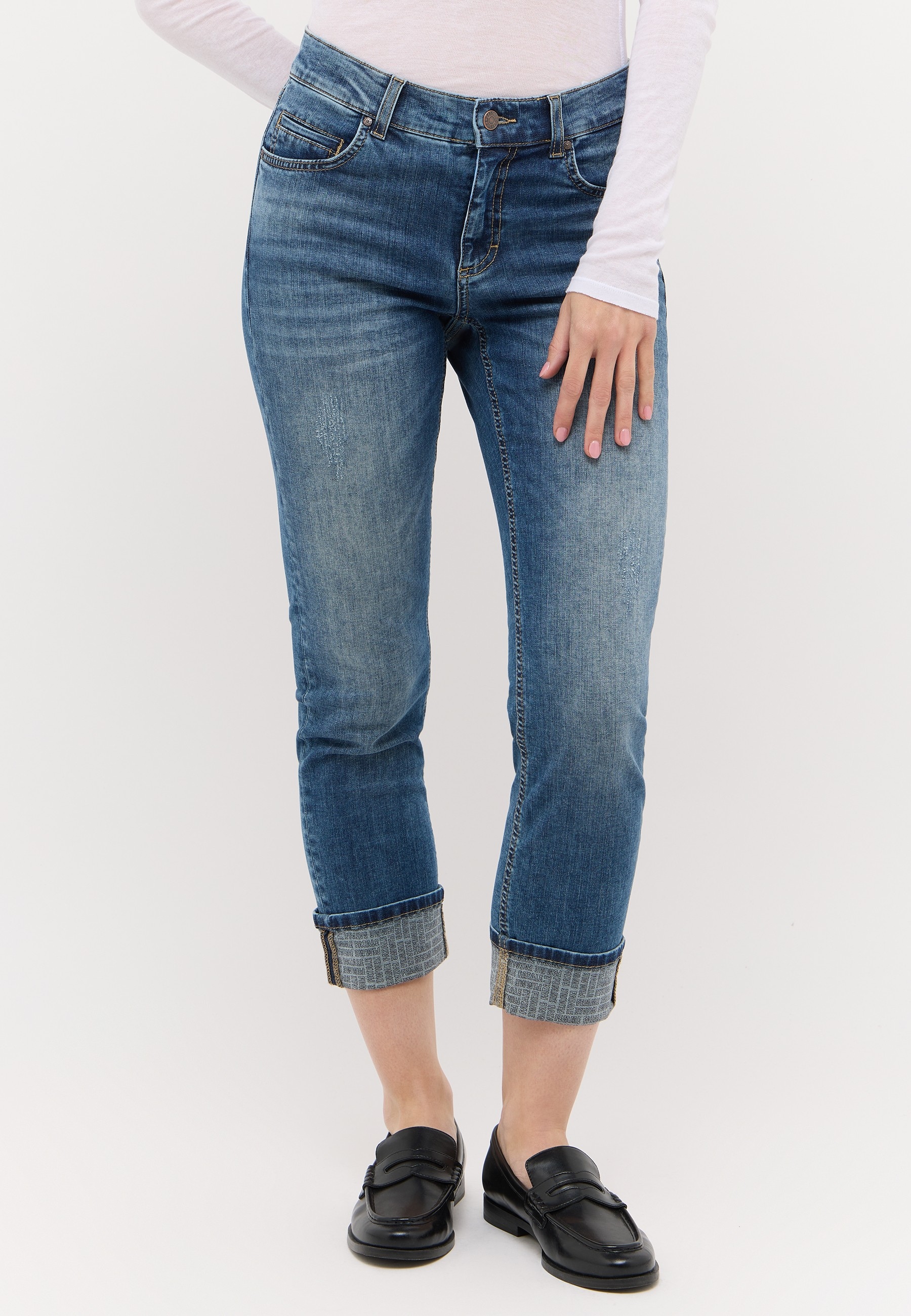 Image of ANGELS 7/8-Jeans "CIRA EDGY" Slim Fit, mit Destroyed- und Abriebeffekten