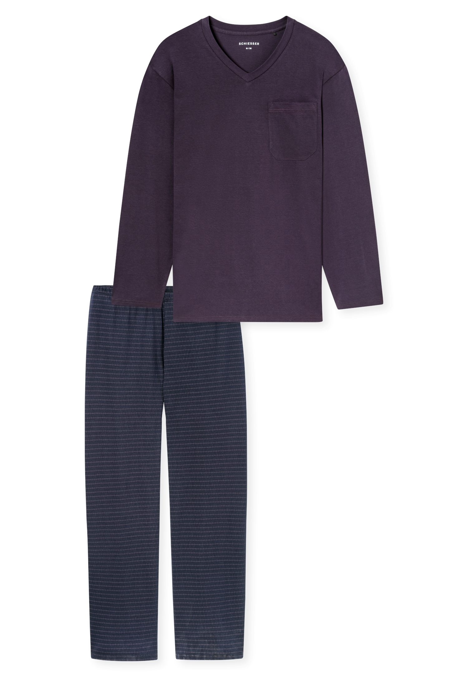 Schiesser Pyjama »Comfort Essentials« 0, 2 mit V-Ausschnitt und aufgesetzter Brusttasche