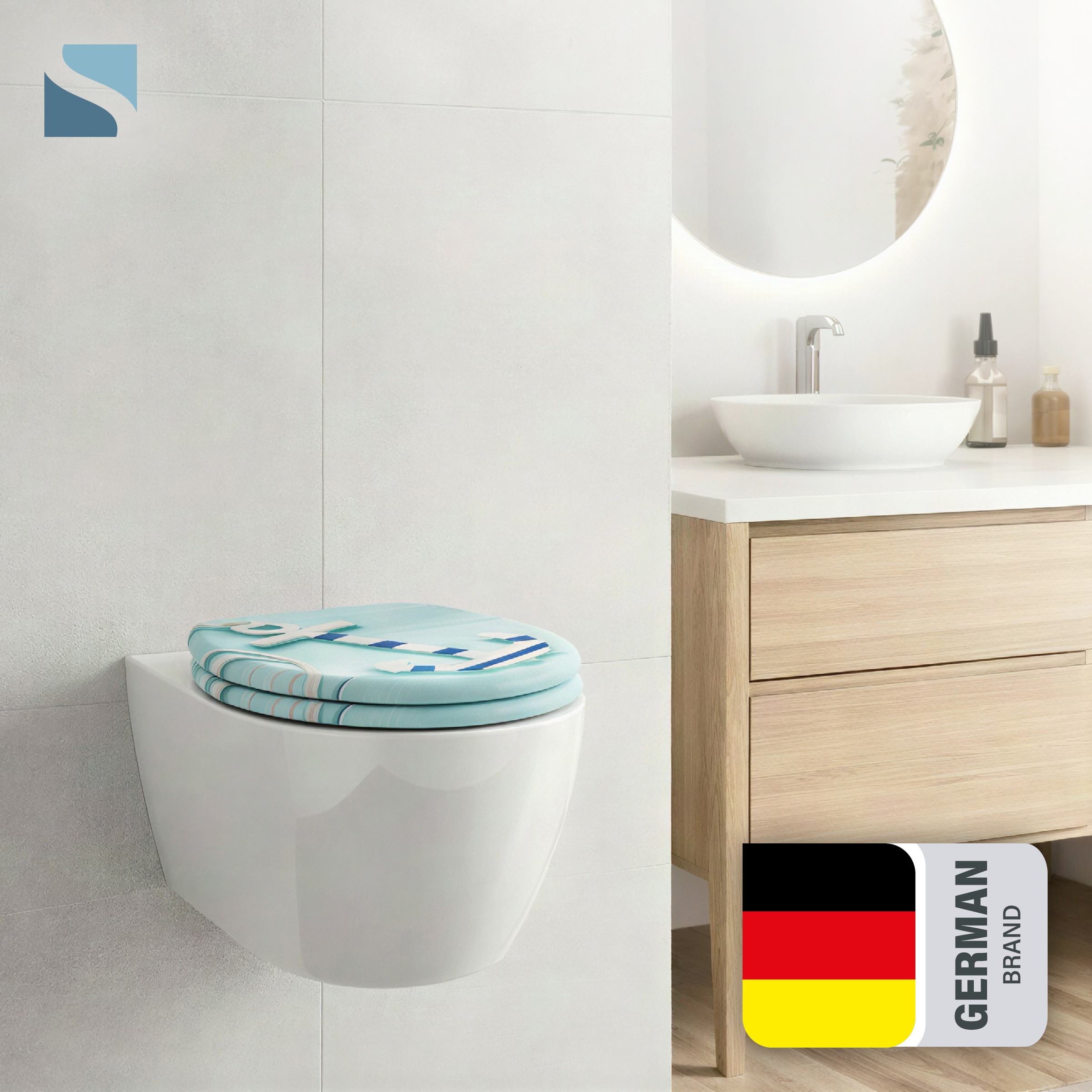 Schütte WC-Sitz "ANCHOR" Toilettendeckel, Absenkautomatik, Schnellverschluss, O-Form, bis 175kg