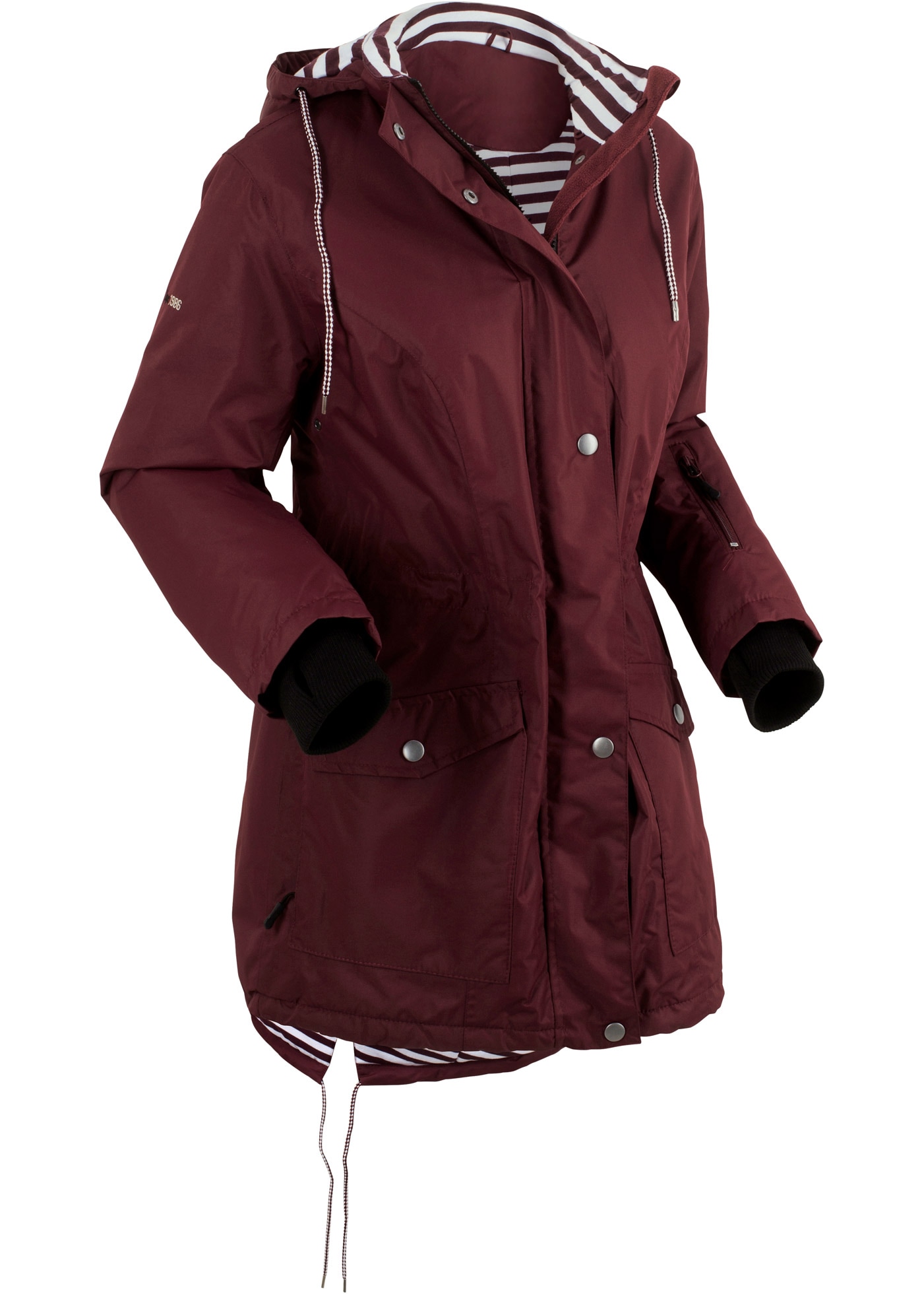bonprix Funktionsjacke mit Kapuze Parka-Form, hinten länger, 2-Wege-Reissverschluss