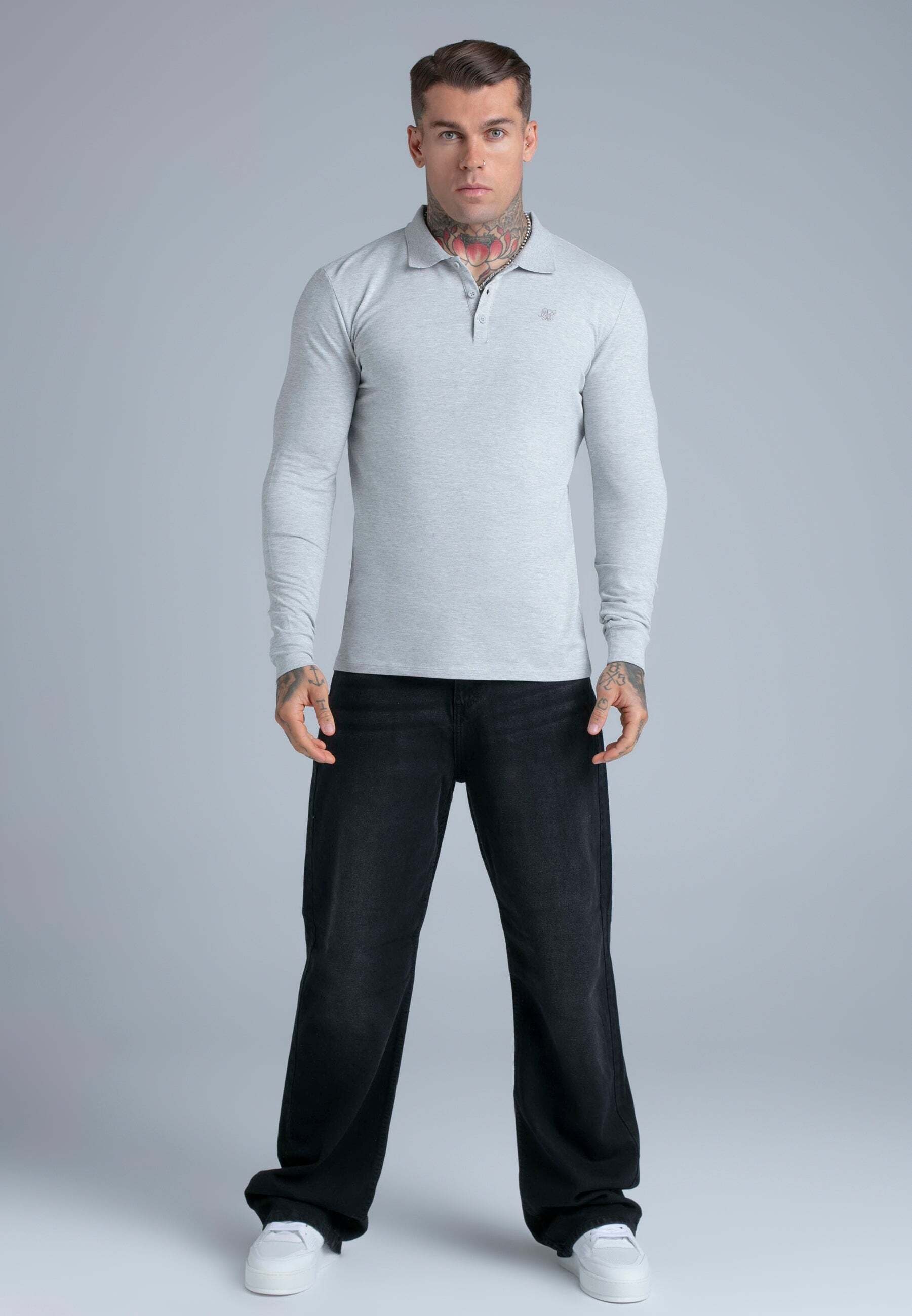 Siksilk Langarm-Poloshirt »Siksilk Langarmpolo Button«