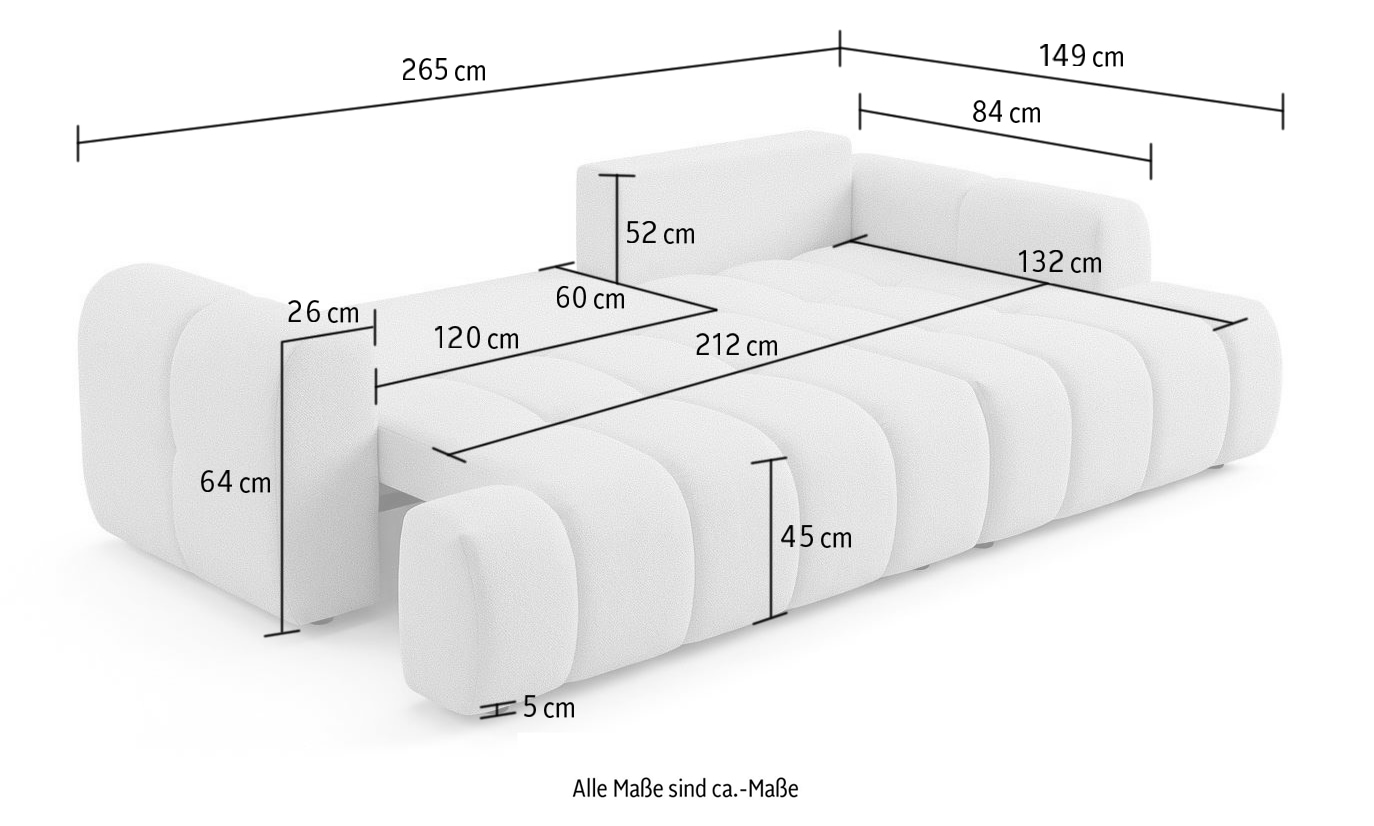 GOODproduct Ecksofa »LIOORA Schlafsofa mit Bettkasten, Breite 265 cm, Verlässliche Qualität« L-Form mit Bettfunktion und Bettkasten, Recamiere rechts/links