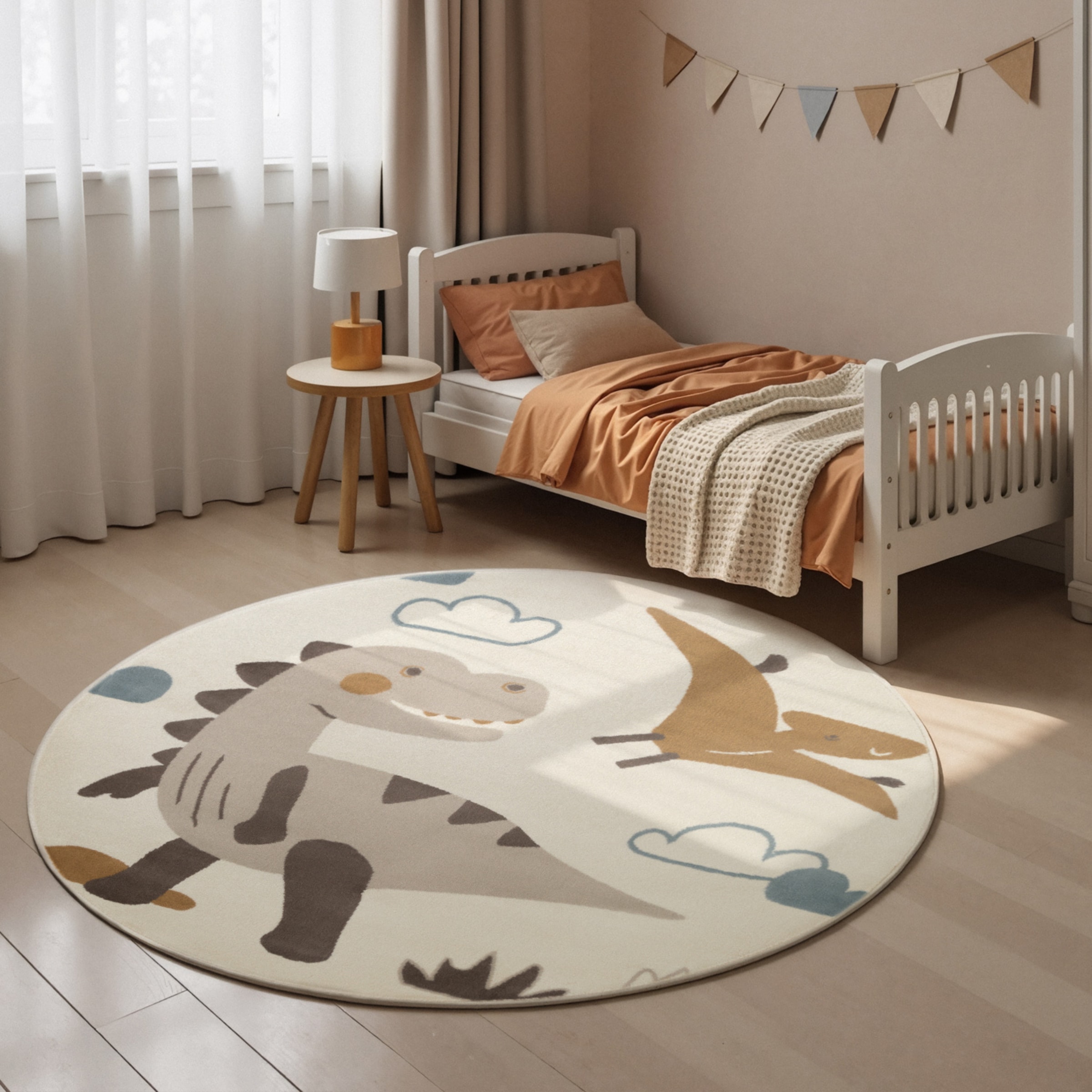 Image of HANSE Home Kinderteppich "Dino" rund 10 mm Höhe Pflegeleicht, Weich, Kinderzimmer, Spielteppich, Spielunterlage