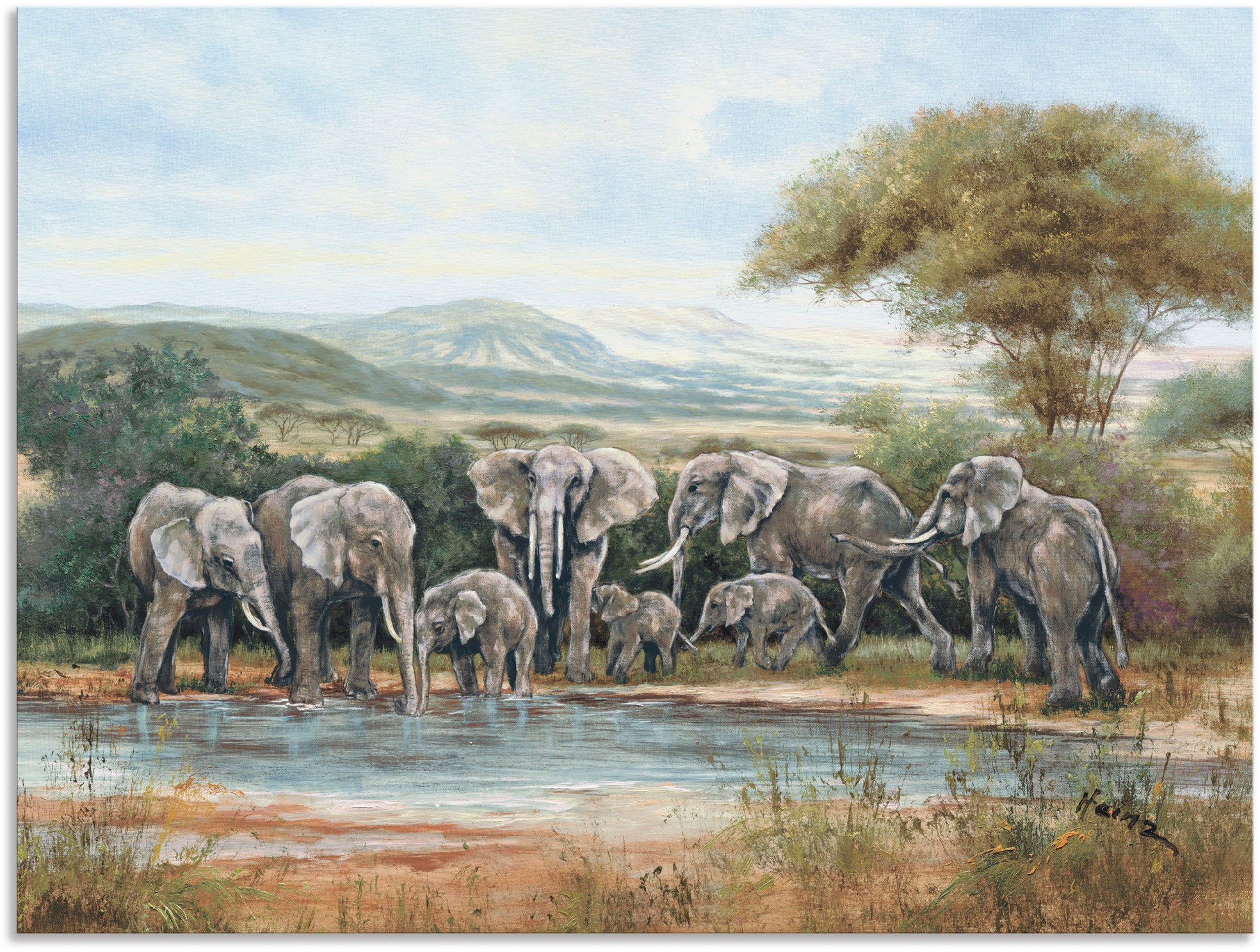 Image of Artland Wandbild »Elefantenfamilie«, Elefanten Bilder, (1 St.), in vielen Grössen & Produktarten - Alubild / Outdoorbild für den Aussenbereich, Leinwandbild, Poster, Wandaufkleber / Wandtattoo auch für Badezimmer geeignet bei Ackermann Versand Schweiz