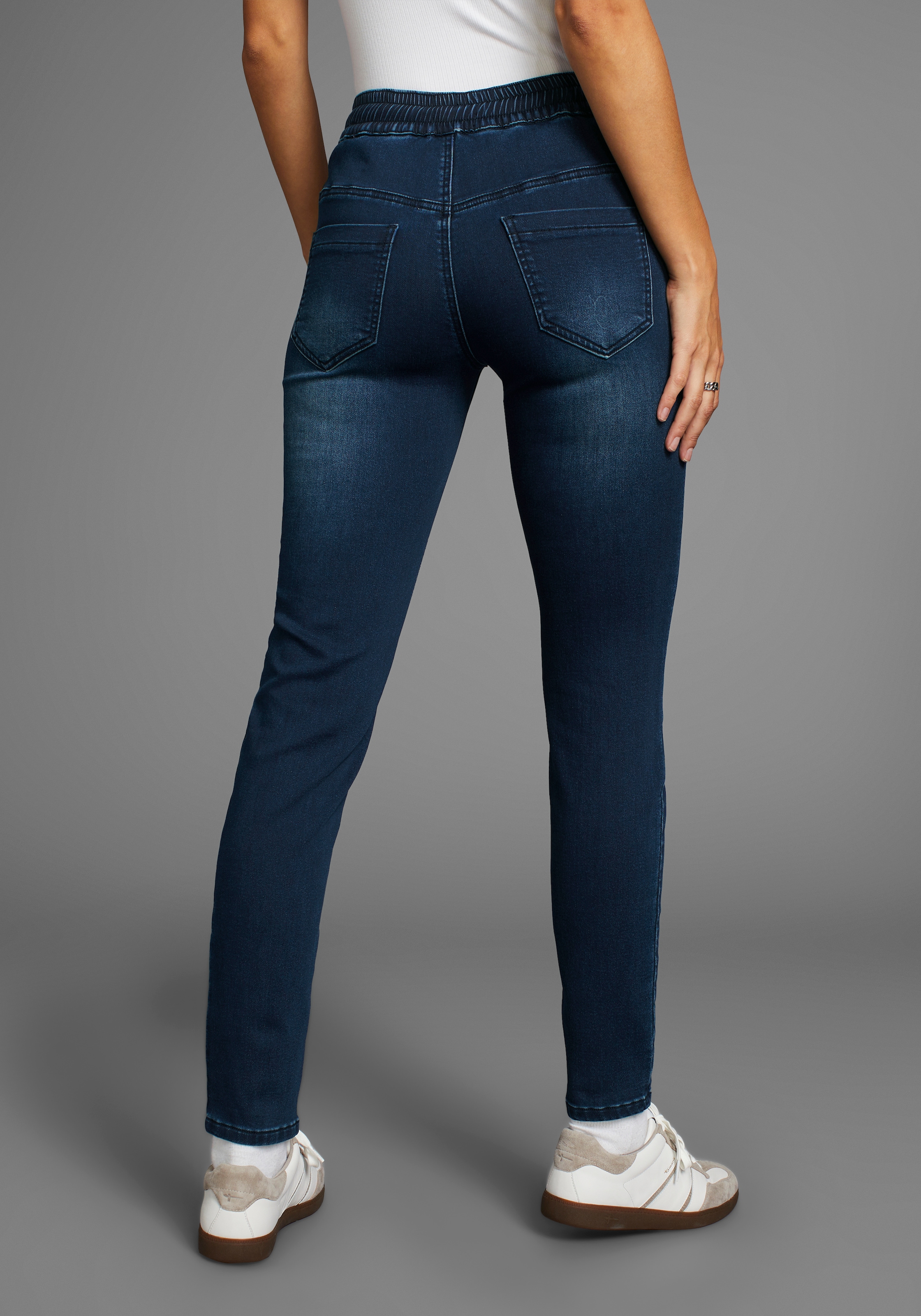 Arizona Stretch-Jeans, weites Bein, normale Leibhöhe, knöchellang, mit Used-Waschung