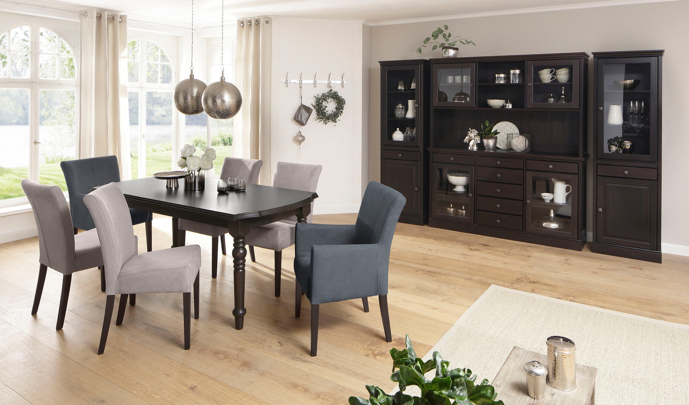 Home affaire Esszimmerstuhl "King" () Polsterstuhl, Armlehnstuhl, Gestell Massivholz