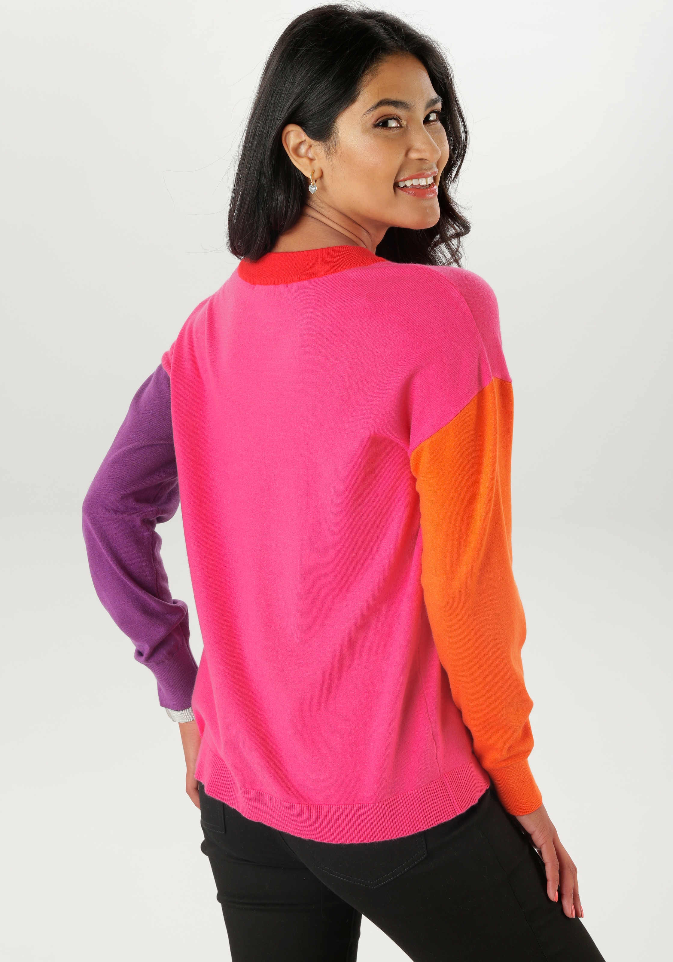 Aniston SELECTED Strickpullover, im farbenfrohen Colorblocking - NEUE KOLLEKTION