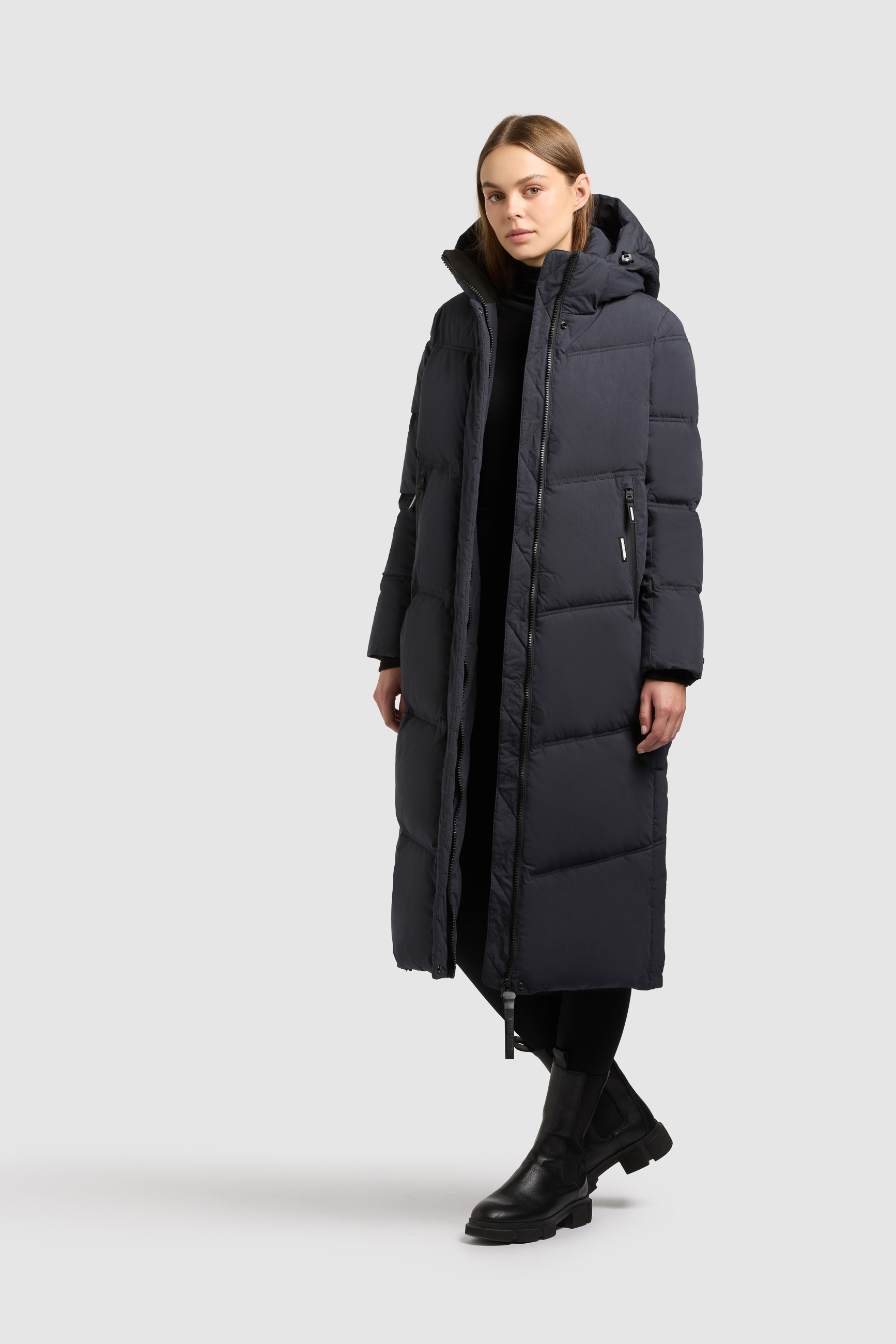 khujo Steppmantel »RITZ« praktische Seitenschlitze mit Reissverschluss, abnehmbare Kapuze