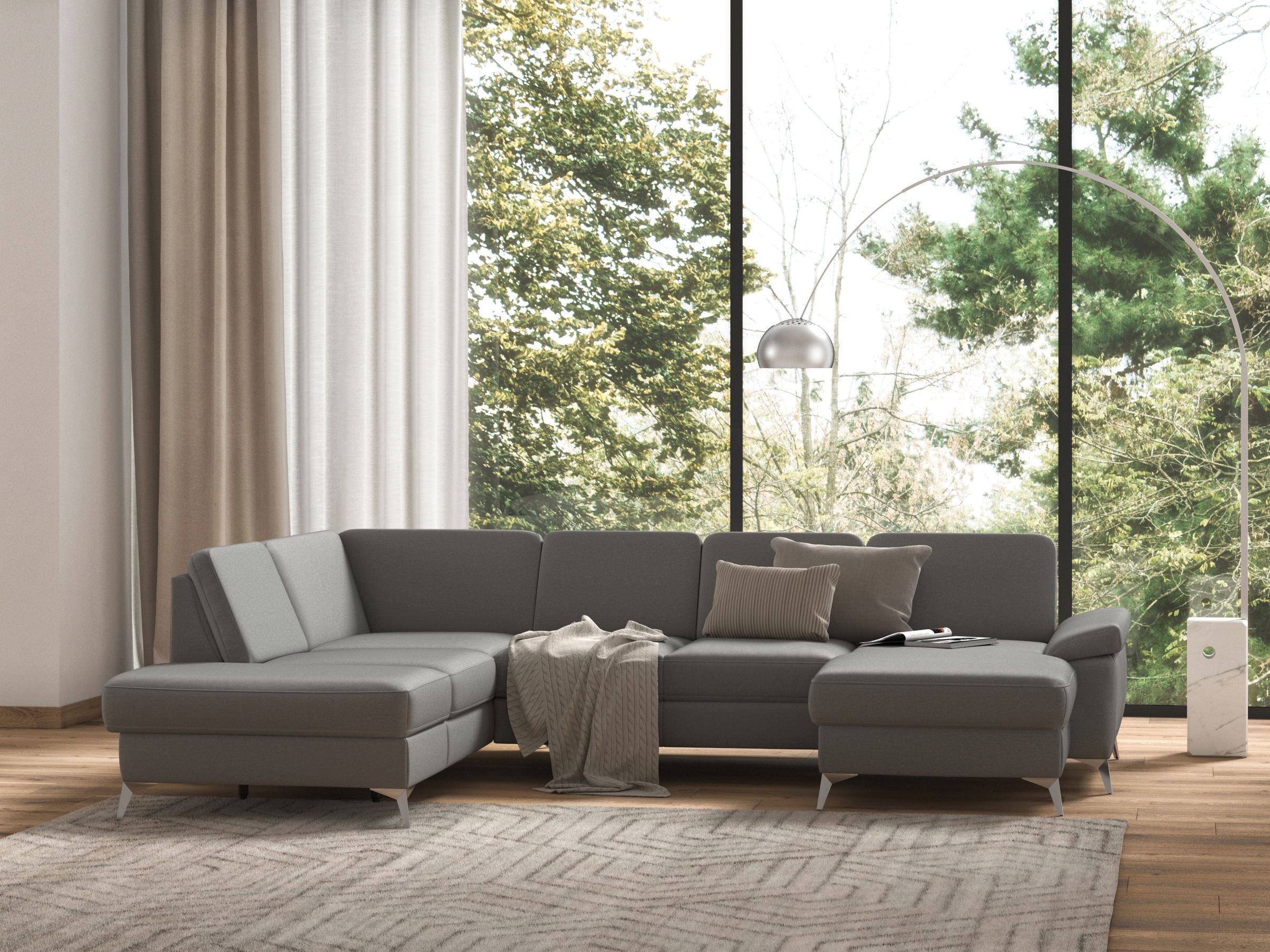 sit&more Wohnlandschaft »Padua U-Form«, inklusive Sitztiefenverstellung, Armteilfunktion und Federkern