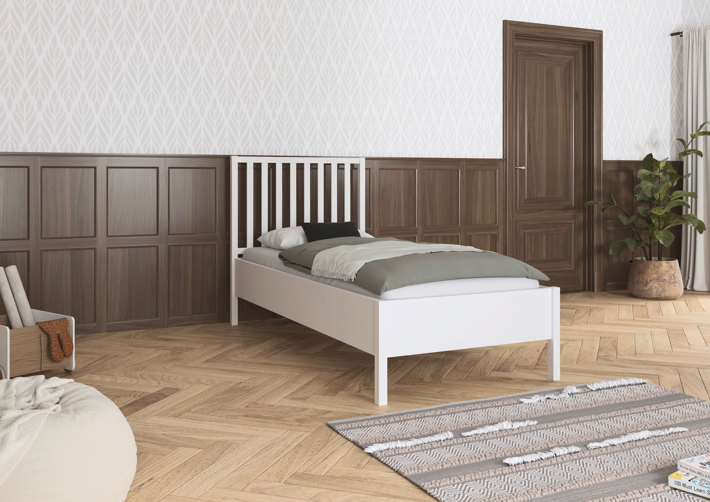 GOODproduct Bettgestell »Schlafzimmermöbel Möbel Landhaus Einzelbett Doppelbett Stauraum YLVA« Breite 90x200 cm oder 140x200 cm,  mit Sprossenkopfteil im Landhausstil MADE IN GERMANY