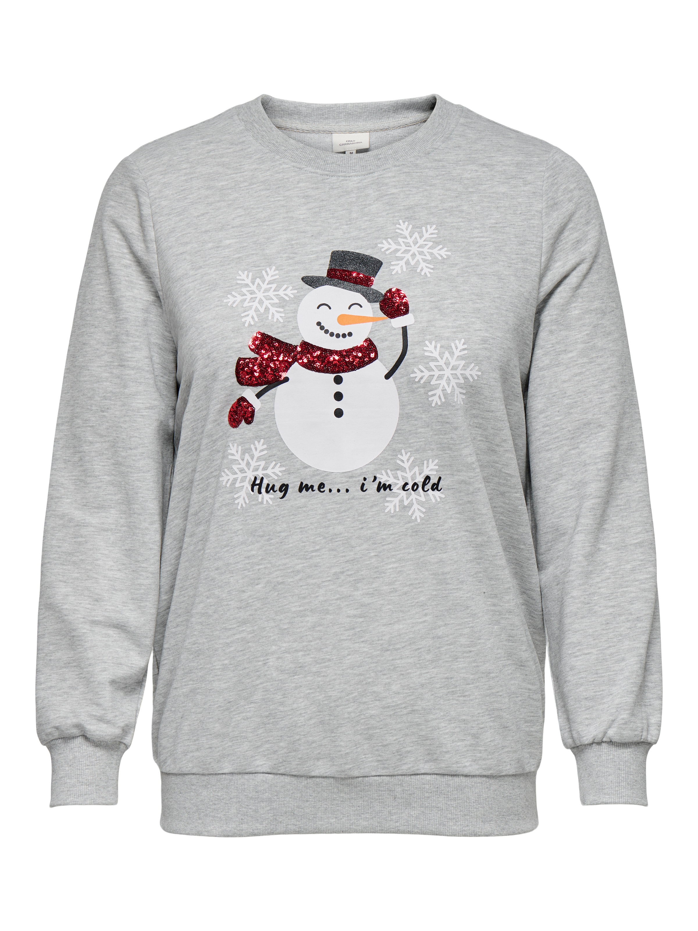 Image of ONLY CARMAKOMA Sweatshirt "CARXMAS SNOW LS O-NECK SWEAT SWT", Baumwollmischung, regular fit