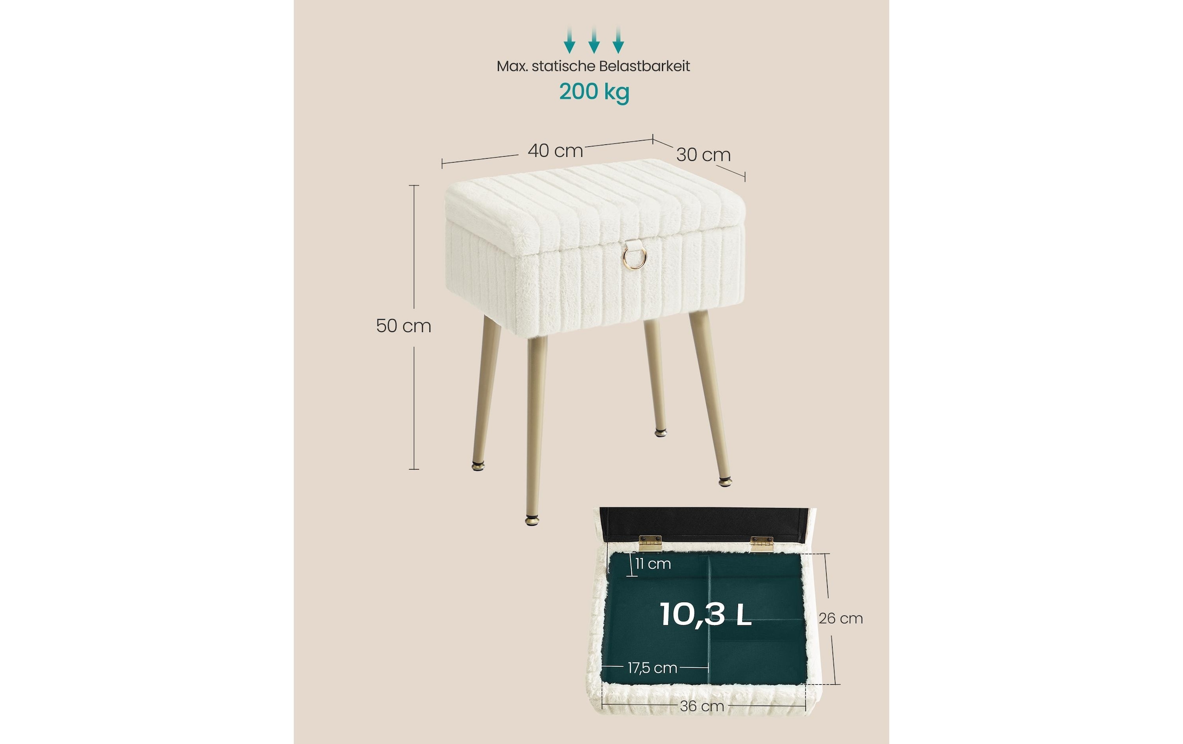 SONGMICS Tabouret »Dressing Table Chair Stool with«