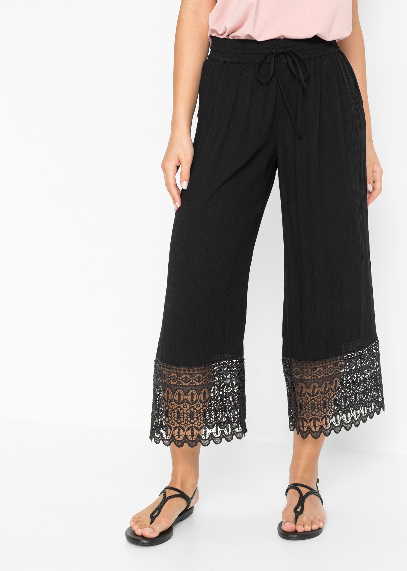 Image of bonprix Culotte aus Viskose, mit Spitze, loose fit, feminin