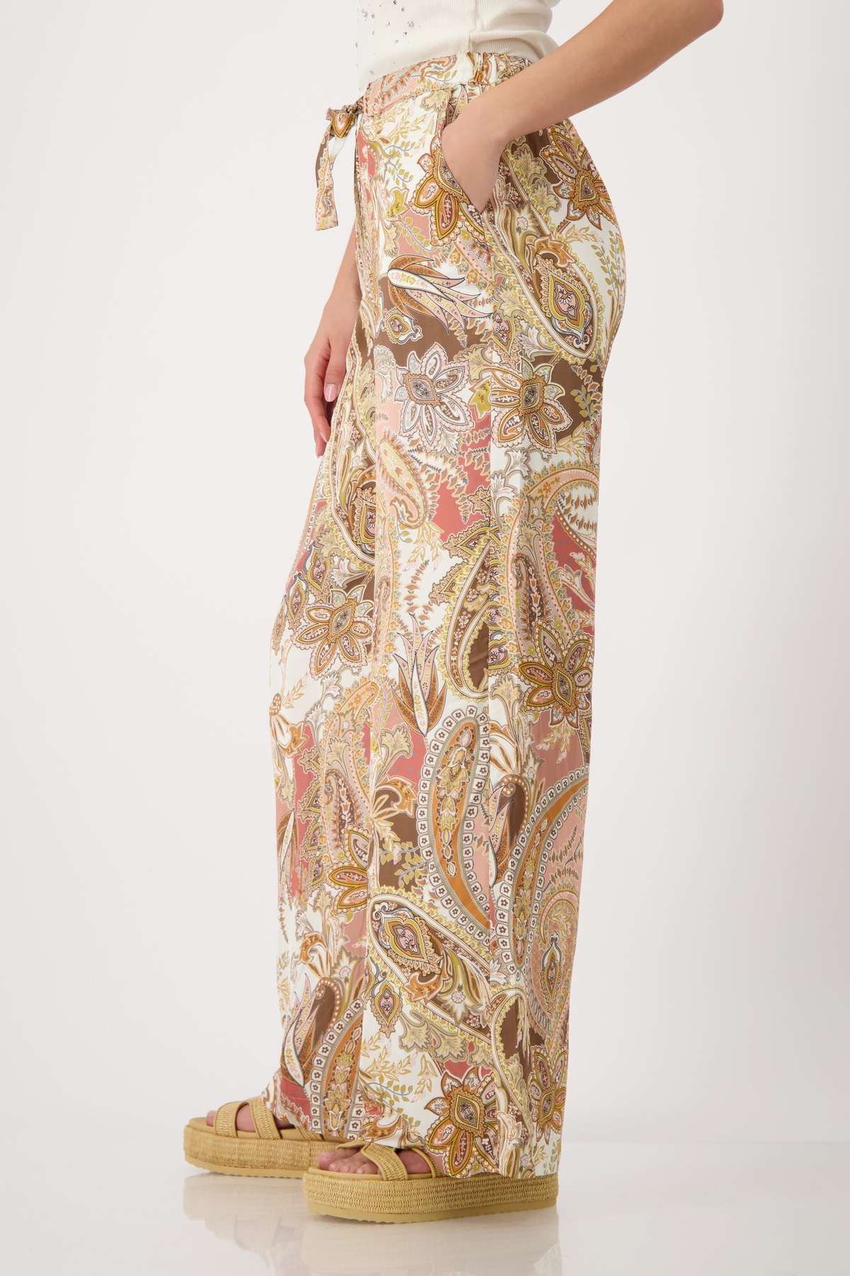 Monari Pantalon palazzo »Hose Pia reg. Paisley«  Coupe régulière avec motif paisley