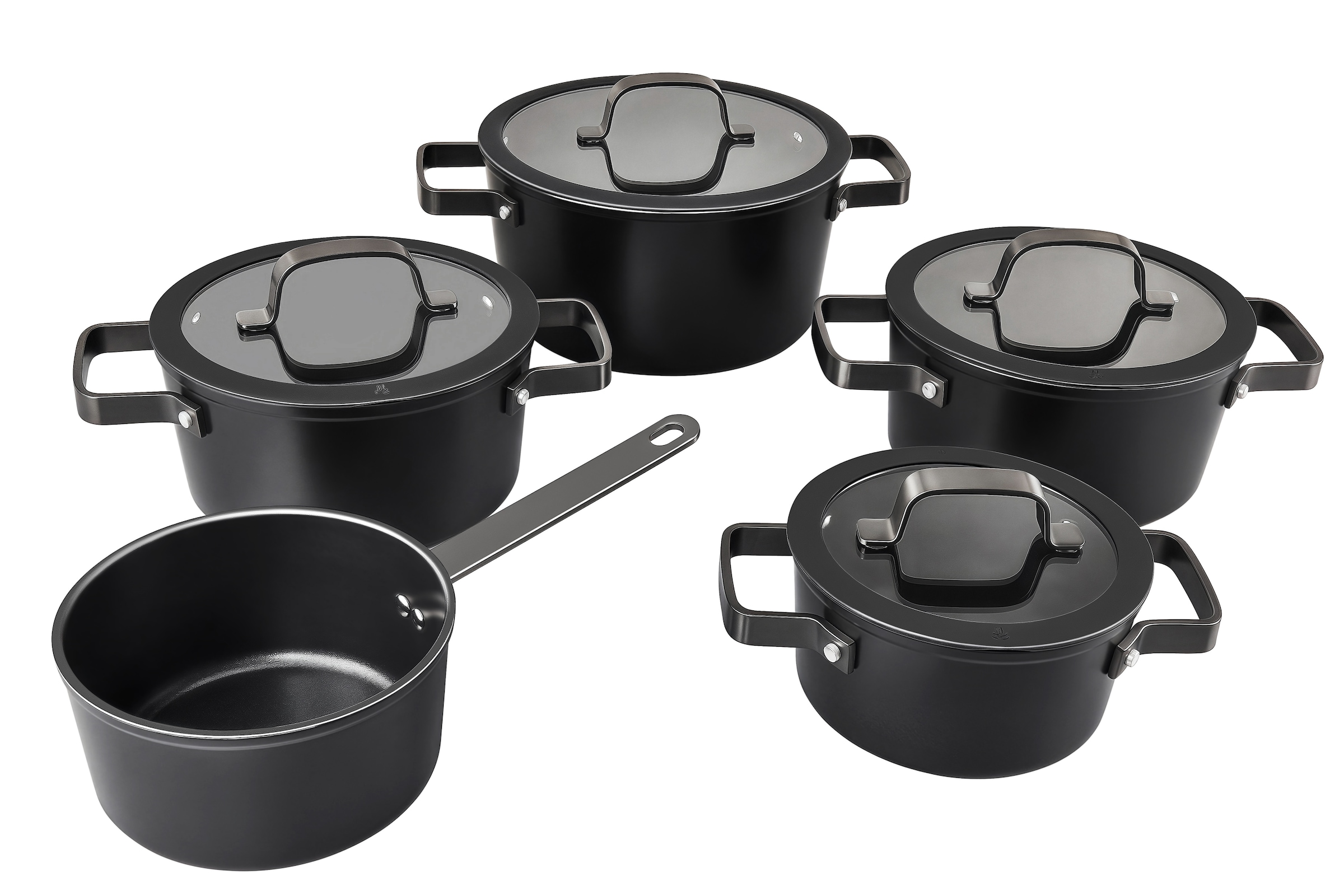 Image of Hanseatic Topf-Set "ALU PRO" Set, Fleischtopf 1x 16 cm / 2x 20 cm / 1x 24 cm, Stielkasserolle 16 cm, 9 Stk. tlg. Aluminium