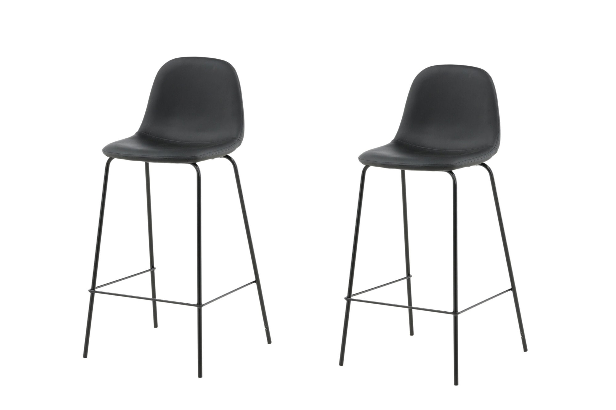 Image of Venture Home Barhocker "Polar, 2er-Set Barhocker in Schwarz-PU, luxuriös, 150 kg belastbar" 2 Stk. tlg. Tresenstuhl, Lederlook, schwarze Metallbeine, Fussstütze, edel