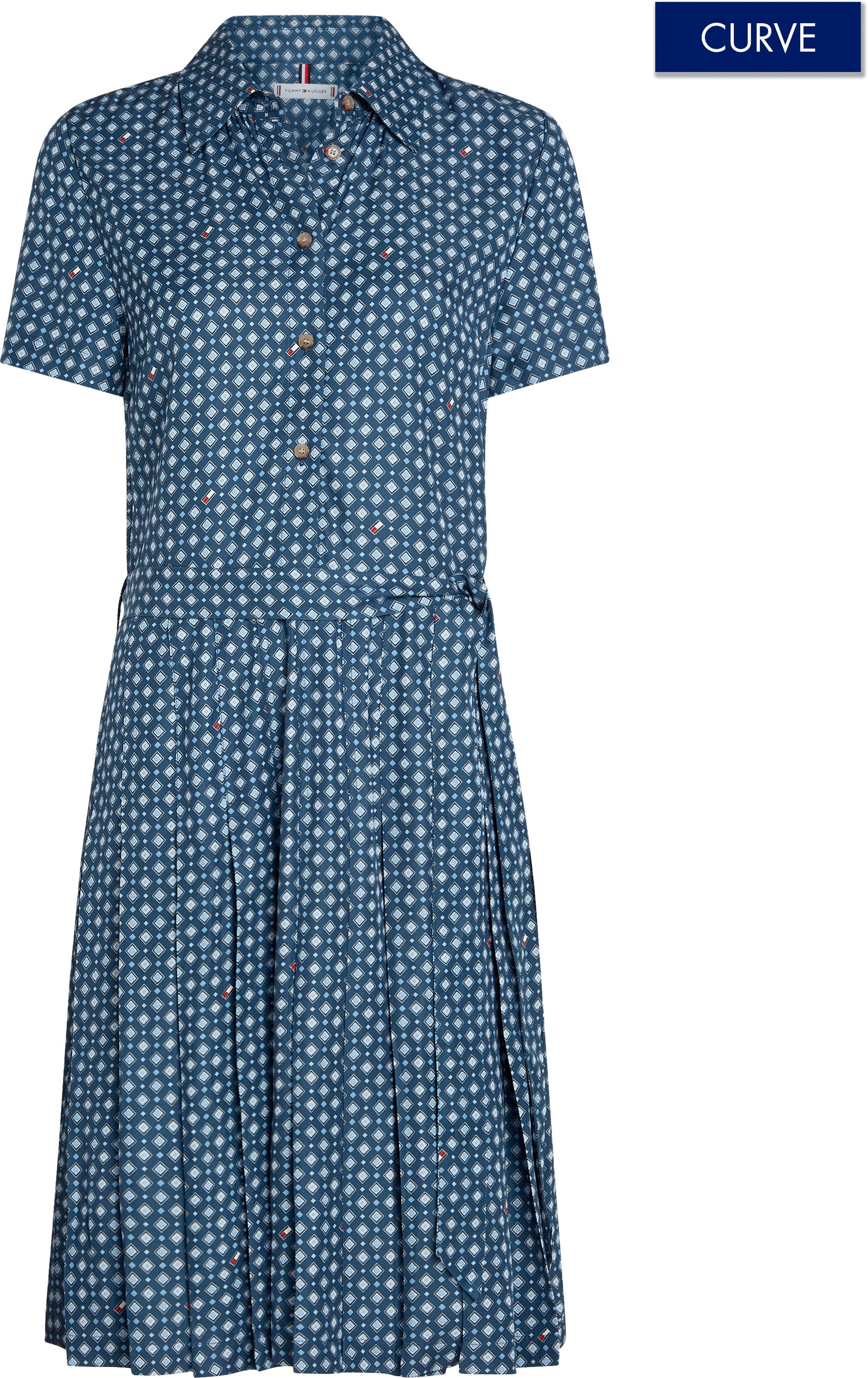 Tommy Hilfiger Curve Hemdblusenkleid »CRV FOULARD PLEATED SHIRTDRESS«, Grosse Grössen