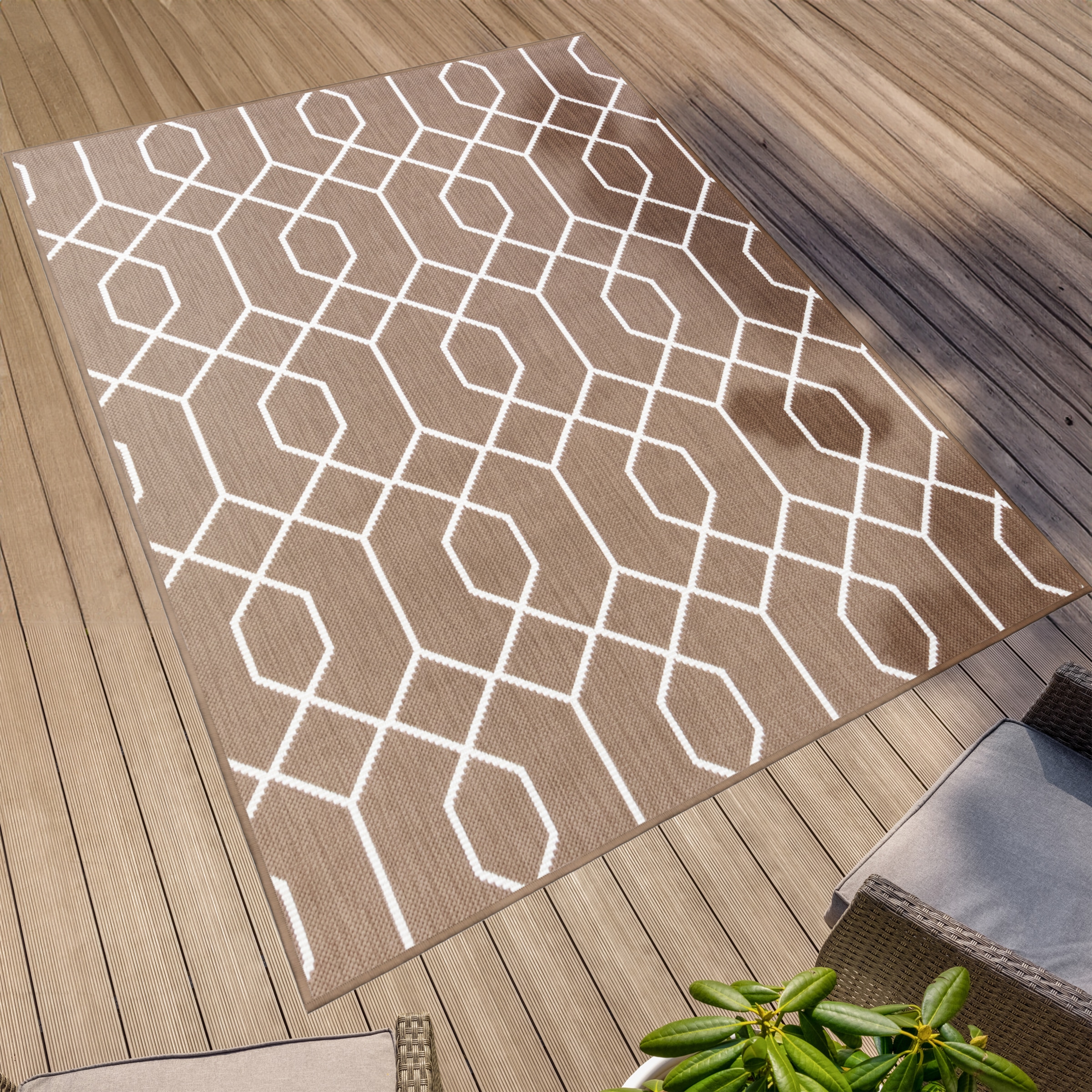 Primaflor-Ideen in Textil Teppich »Outdoorteppich REVERSO - Geo River« rechteckig 5 mm Höhe Wendeteppich, modernes Design, In- und Outdoor geeignet, wasserfest