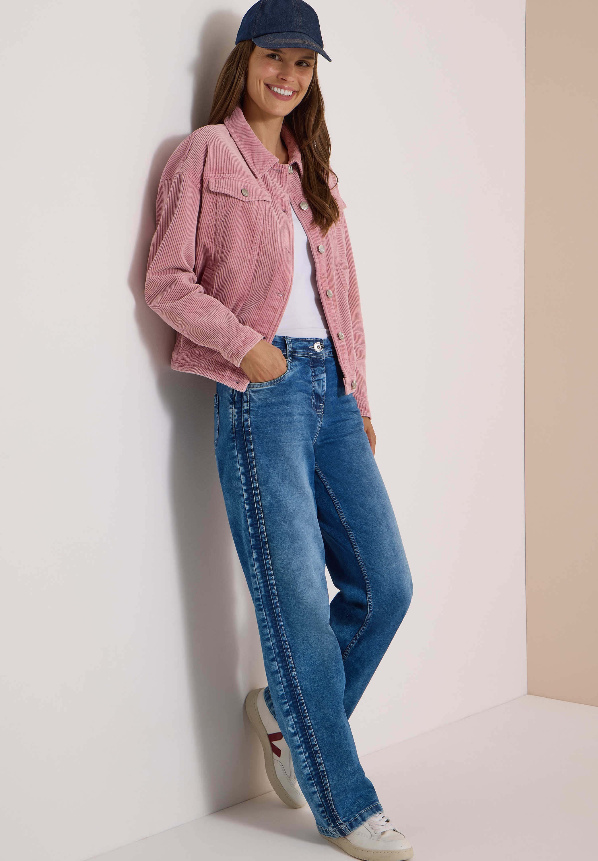Cecil Cordjacke ohne Kapuze Cord-Overshirt im Washed-Look / mit Hemdblusenkragen